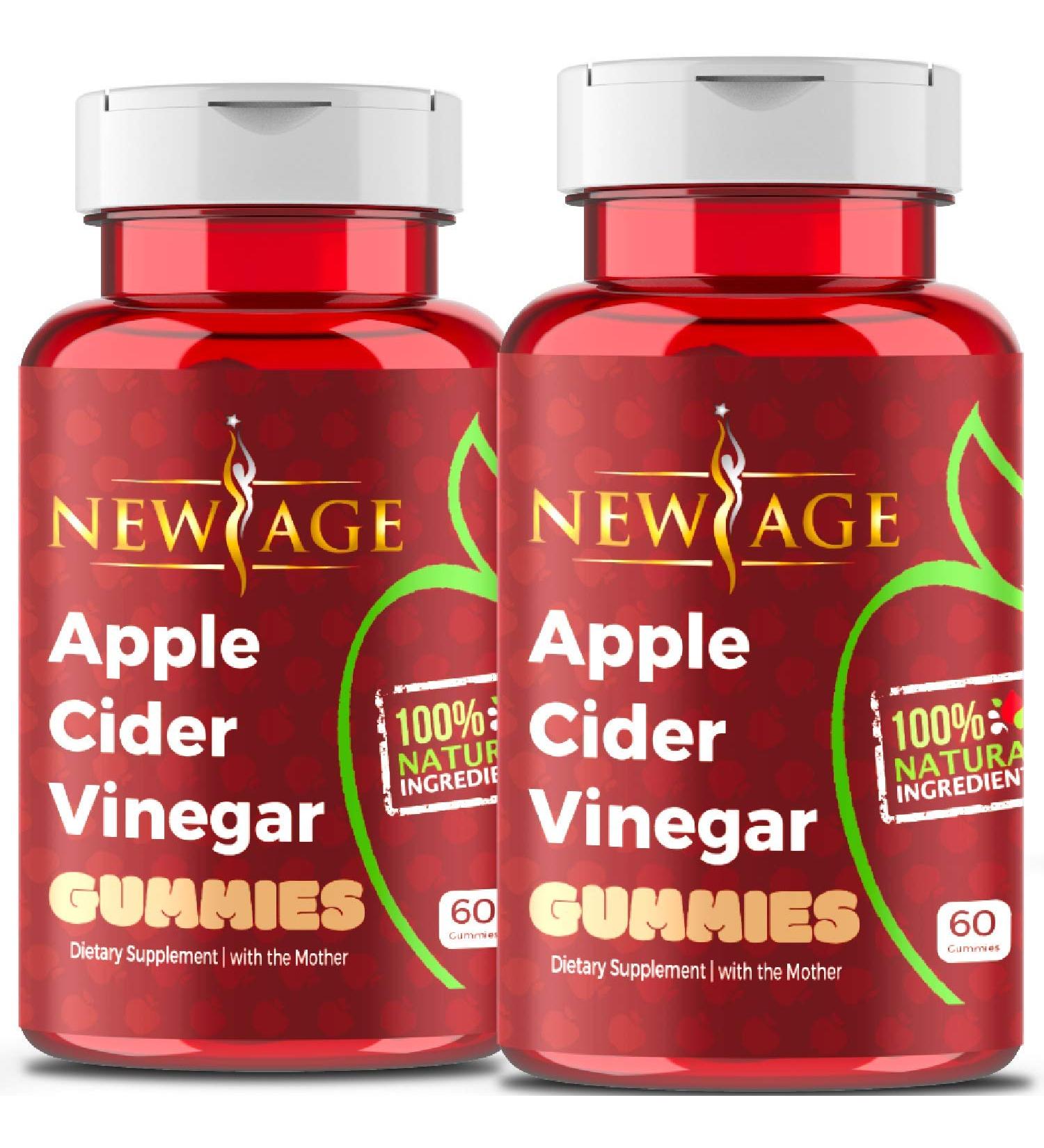 NEW AGE Apple Cider Vinegar Gummies 2-Pack - 120 Count | Immunity & Detox Supplement with The Mother, Vitamin B9, B12 | Gluten-Free Vegan | Pomegranate Beetroot | 60 Count x 2 - Buy Online on GoSupps.com