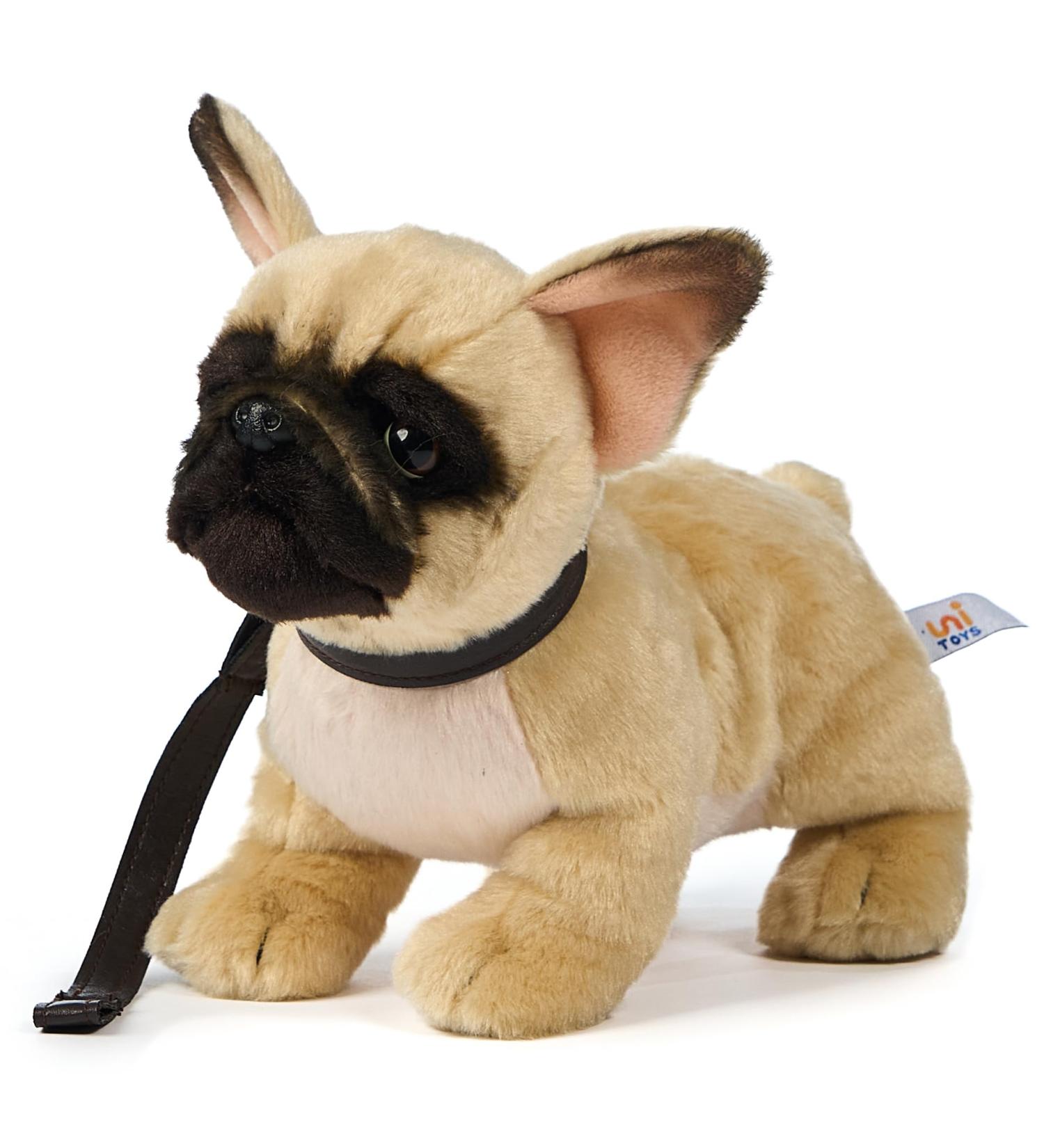 Buy Uni-Toys Beige French Bulldog Plush Toy - 26cm Cuddly Dog with Leash | International Shipping - Buy Online on GoSupps.com