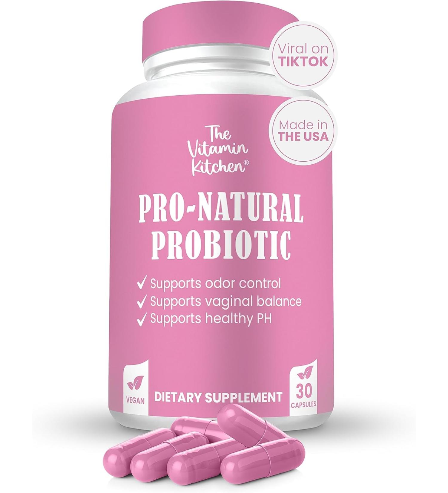 The Vitamin Kitchen Vaginal Probiotics for Women - Pro-Natural Women Probiotic - 5 Billion CFU Vegan Friendly Non-GMO - Odor Control & pH Balance - 30 Servings - Buy Online on GoSupps.com
