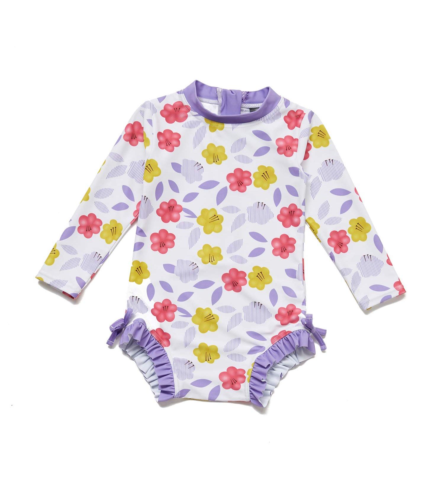 BONVERANO Baby Girls Swimsuit 18-24 Months Purple | UPF 50+ Long Sleeve One Piece Swimwear - Buy Online on GoSupps.com