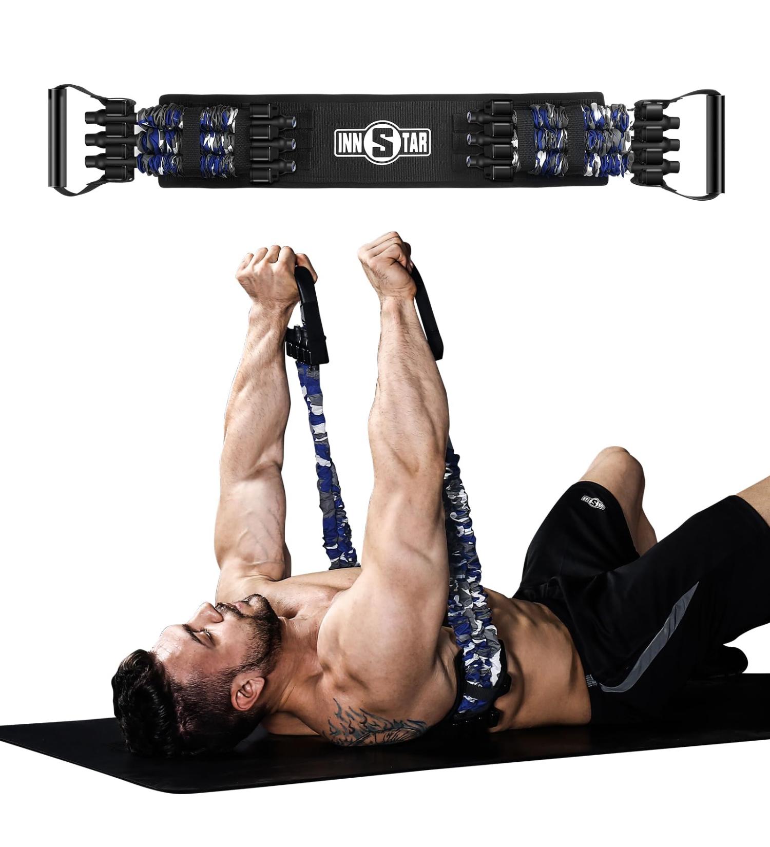 INNSTAR Adjustable Bench Press Push Up Resistance Bands | Chest Builder Workout Equipment | Arm Expander for Home Gym Fitness | Camo Marine Blue, 85LBS - Buy Online on GoSupps.com