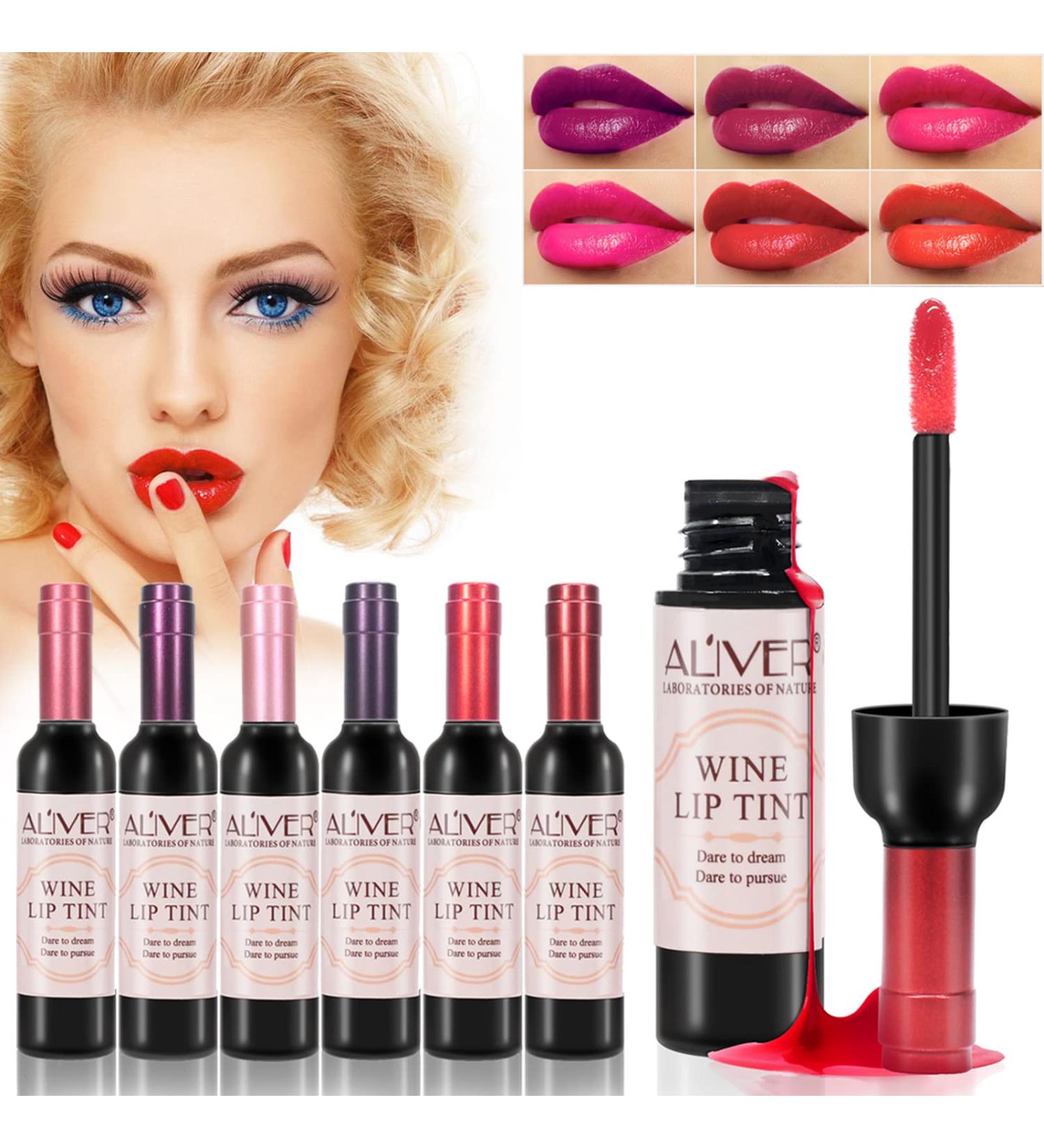 Wine Lip Stain & Lip Tint Set - Long Lasting, Waterproof Matte Liquid Lipstick for Girls and Women - Buy Online on GoSupps.com