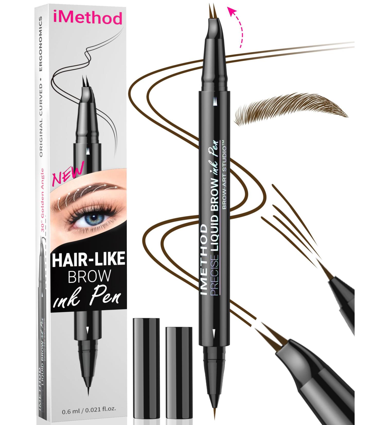 iMethod Curved Eyebrow Pen - 2-in-1 Microblading Eyebrow Pencil with Fork & Brush Tips for Natural Hair-Like Brows - Long-Lasting Dark Brown 02 - Buy Online on GoSupps.com