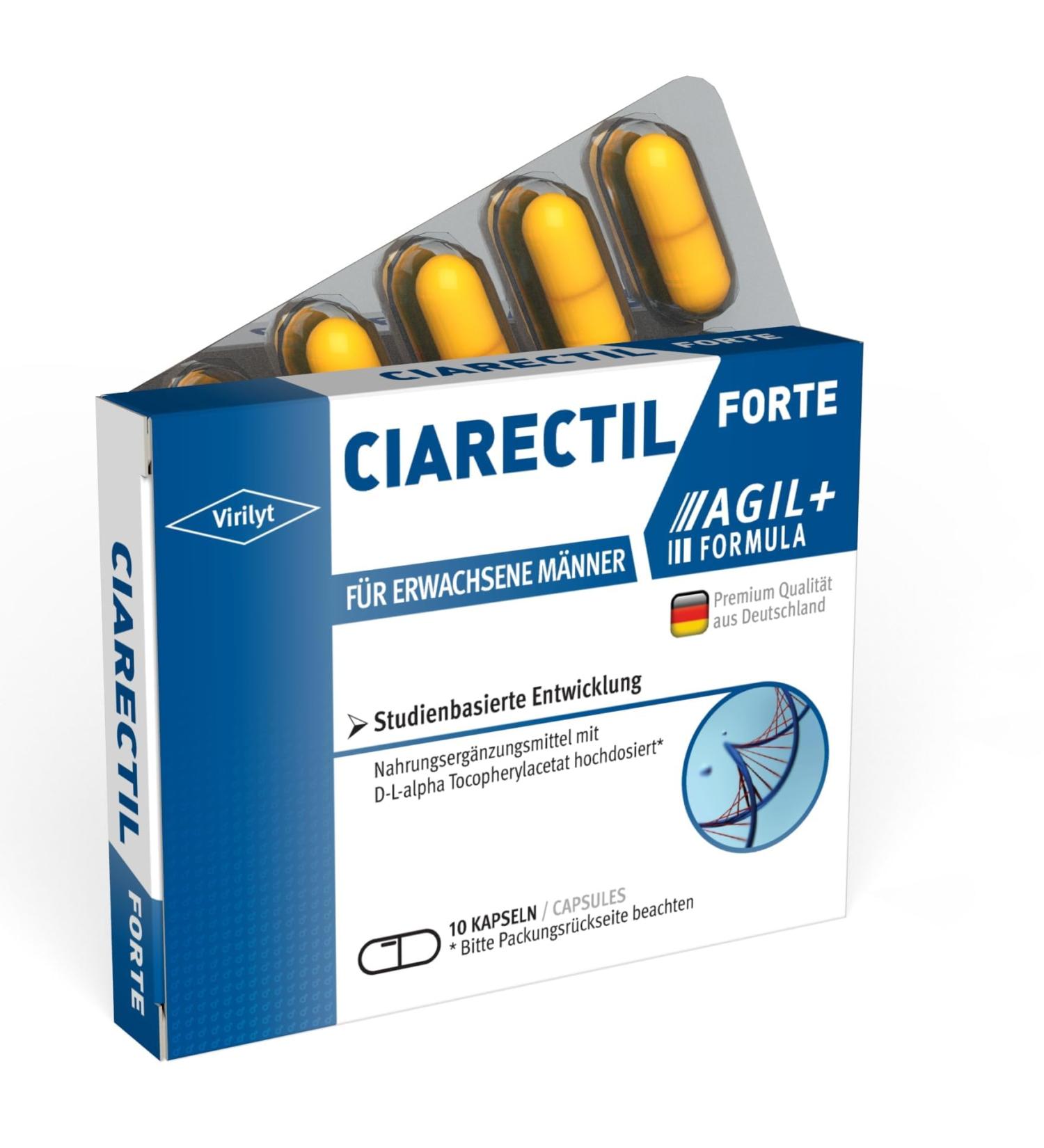 Virilyt CiareCtil Forte: Powerful Male Supplements with Maca L-Arginine Zinc & Selenium - 10 Capsules for Active Men - Buy Online on GoSupps.com