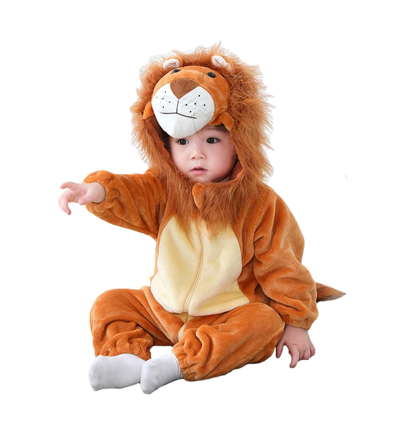 Doladola Unisex Baby Lion Flannel Romper | Spring Autumn Animal Pyjamas 2.5-3.5 Years - Buy Online on GoSupps.com
