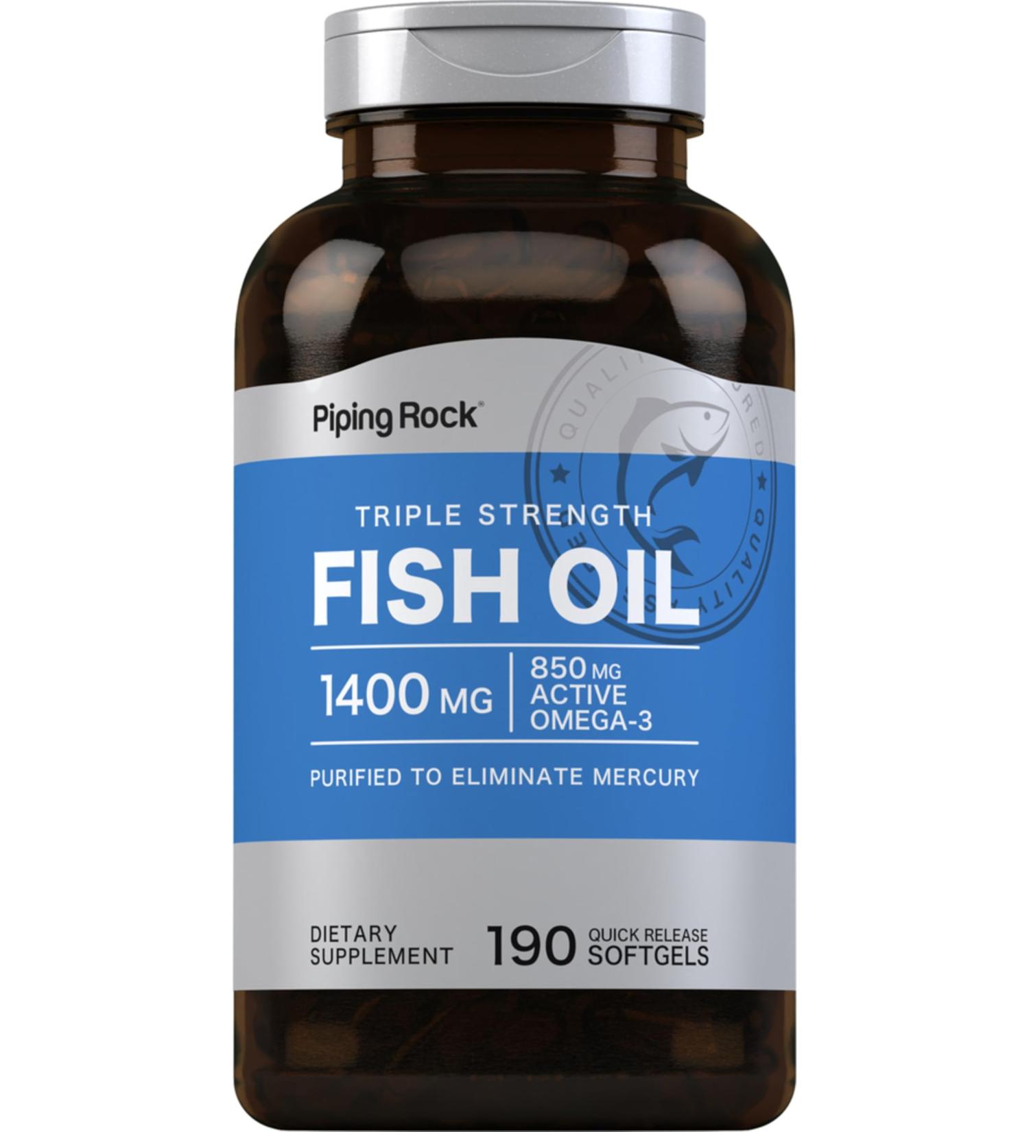 Piping Rock Fish Oil Omega 3 Supplement | 1400 mg | 190 Softgels | for Women and Men | Triple Strength | with EPA & DHA | Non-GMO & Gluten Free - Buy Online on GoSupps.com