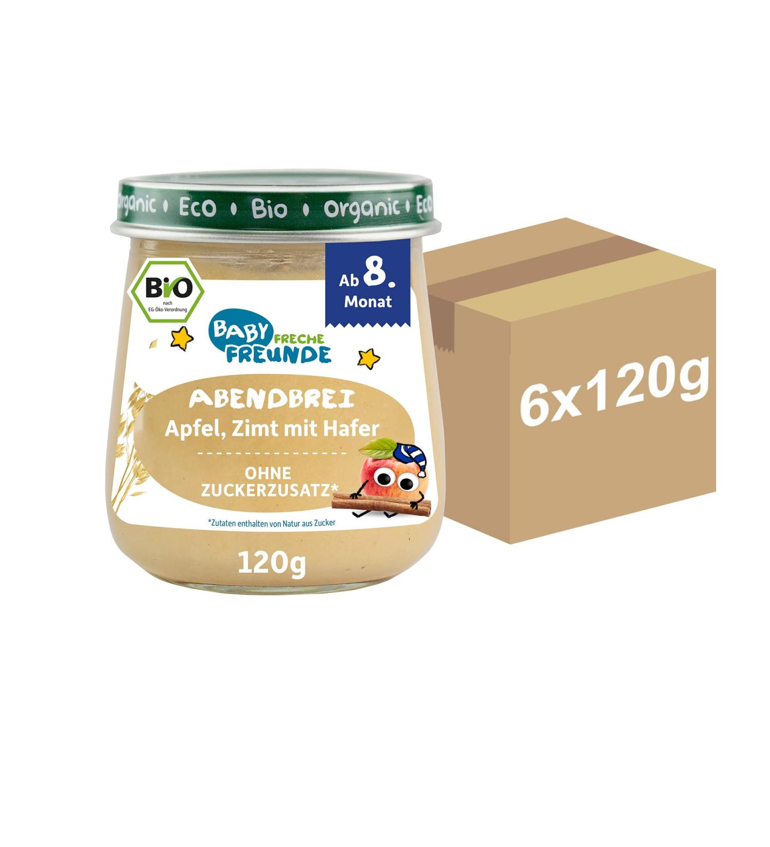 Buy BABY FRECHE FREUNDE Organic Evening Porridge - Apple Cinnamon Oats (6x120g) | Healthy Baby Food for International Shipping - Buy Online on GoSupps.com
