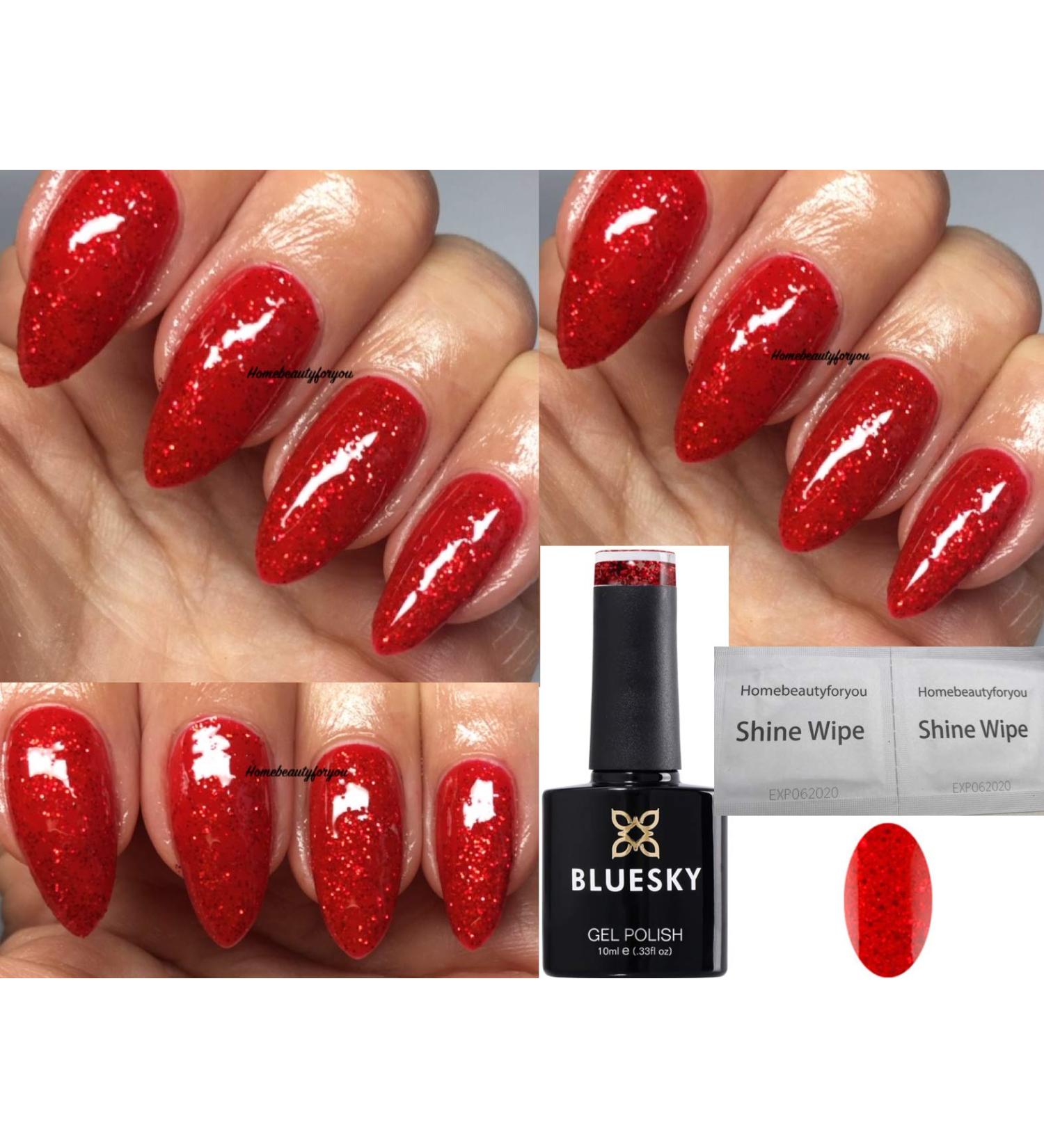 Bluesky Nail Gel Polish RED SANTAS RED DREAM Sparkly Christmas Red UV LED Soak Off - Buy Online on GoSupps.com