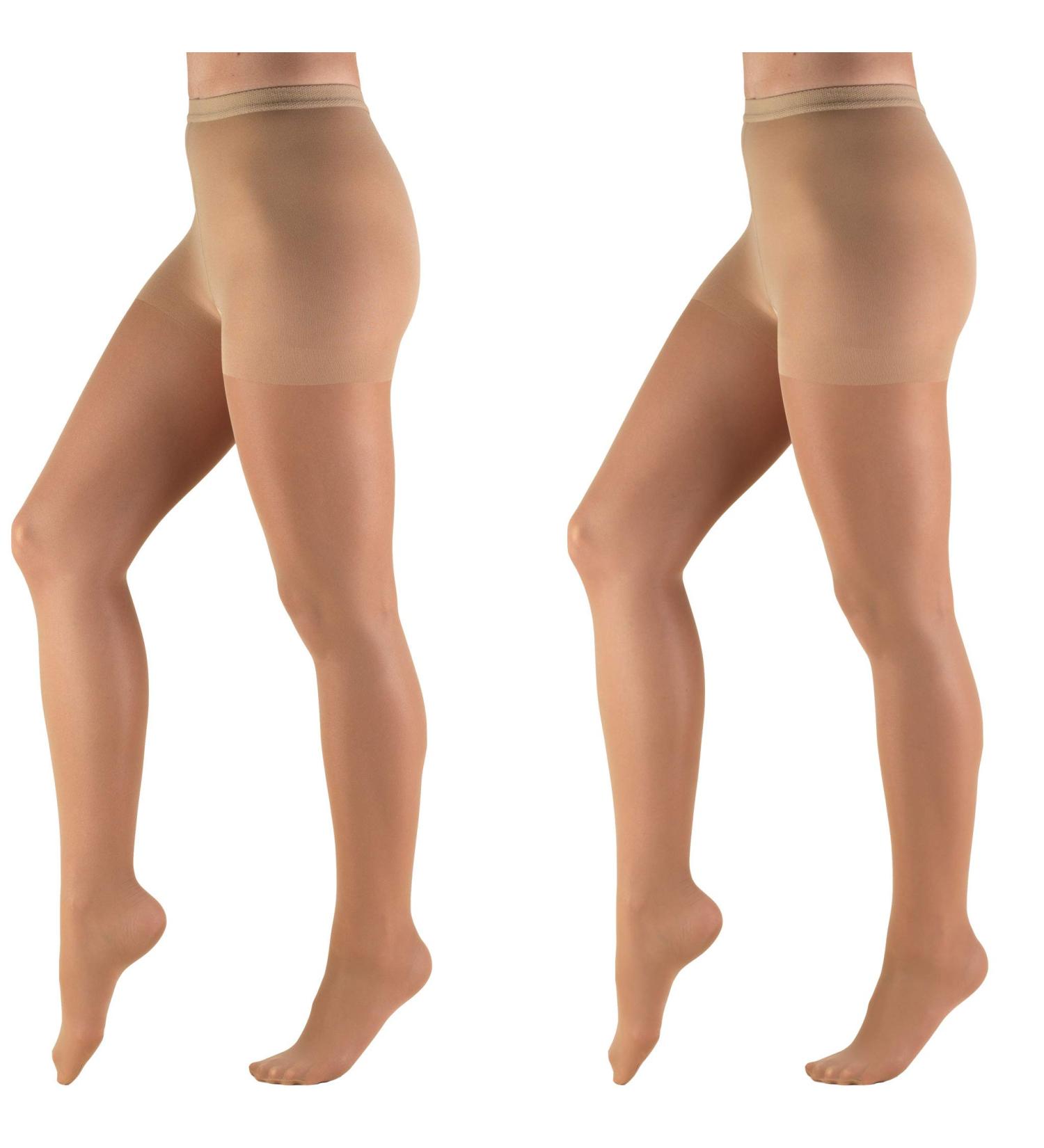 Truform Compression Sheer Pantyhose Beige Tall 2-Pack - 8-15 mmHg - Buy Online on GoSupps.com