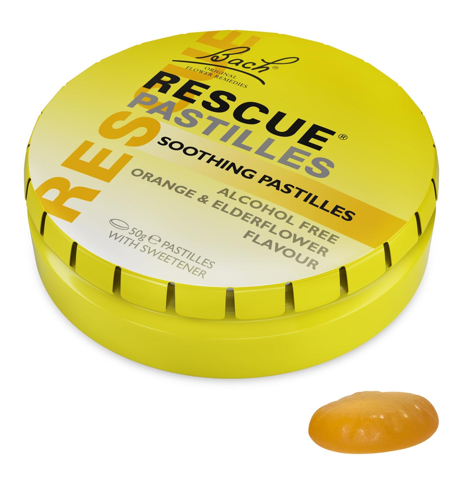 Rescue Remedy Orange & Elderflower Pastilles 50g - Alcohol-Free for Emotional Wellbeing | Travel Friendly - Buy Online on GoSupps.com