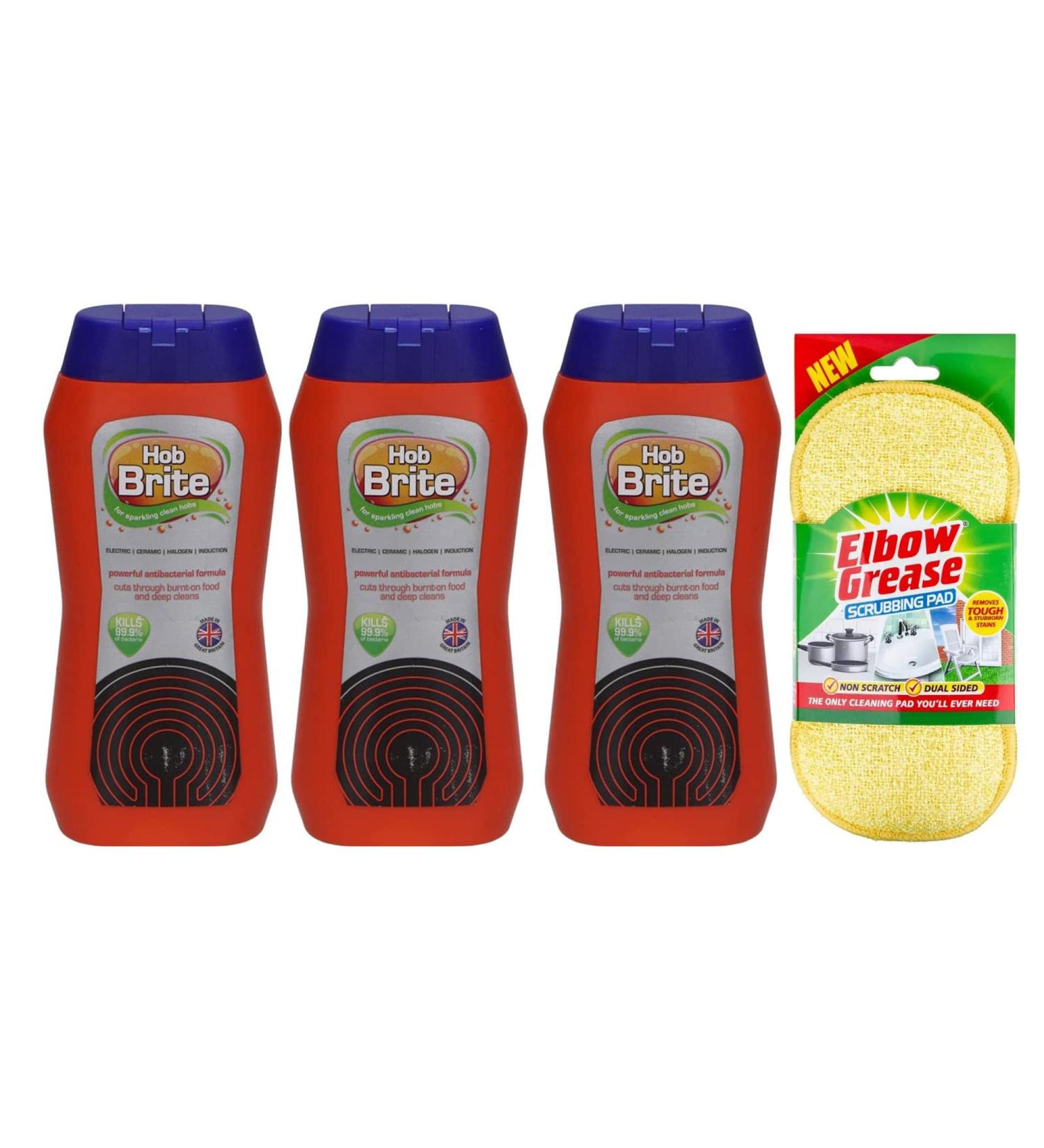 Hob Brite Cleaner Cream (3X 250ml) - Original Ceramic & Electric Hob Cleaner with Scrubbing Pad - Buy Online on GoSupps.com