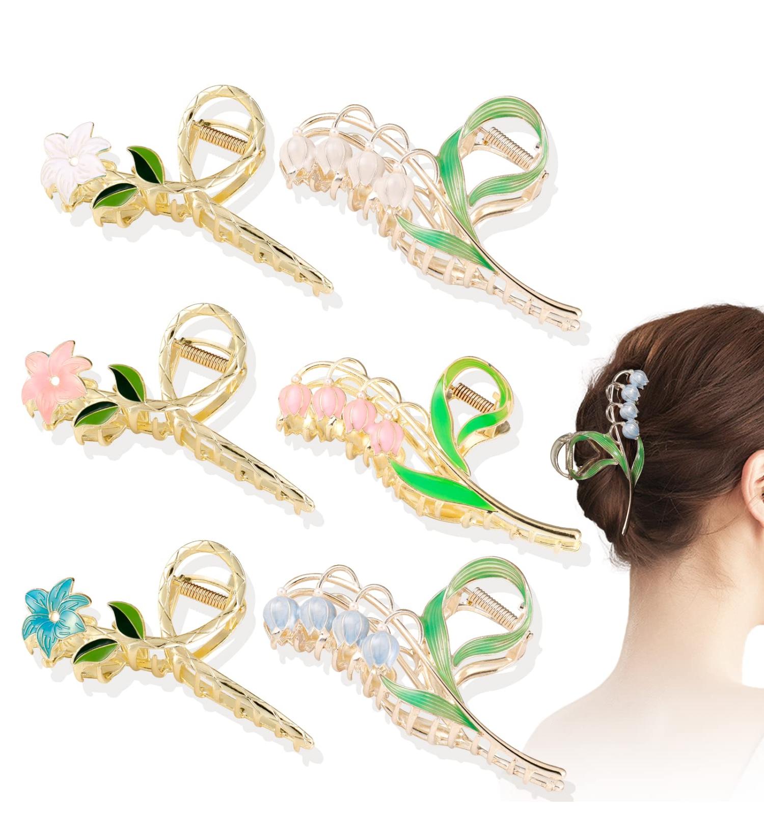 KesaPlan Flower Metal Hair Claw Clips - Set of 6 | Large Lily Hair Clips for Women | No-Slip Strong Hold Claw Clips for Thick, Thin, Curly Hair - Buy Online on GoSupps.com