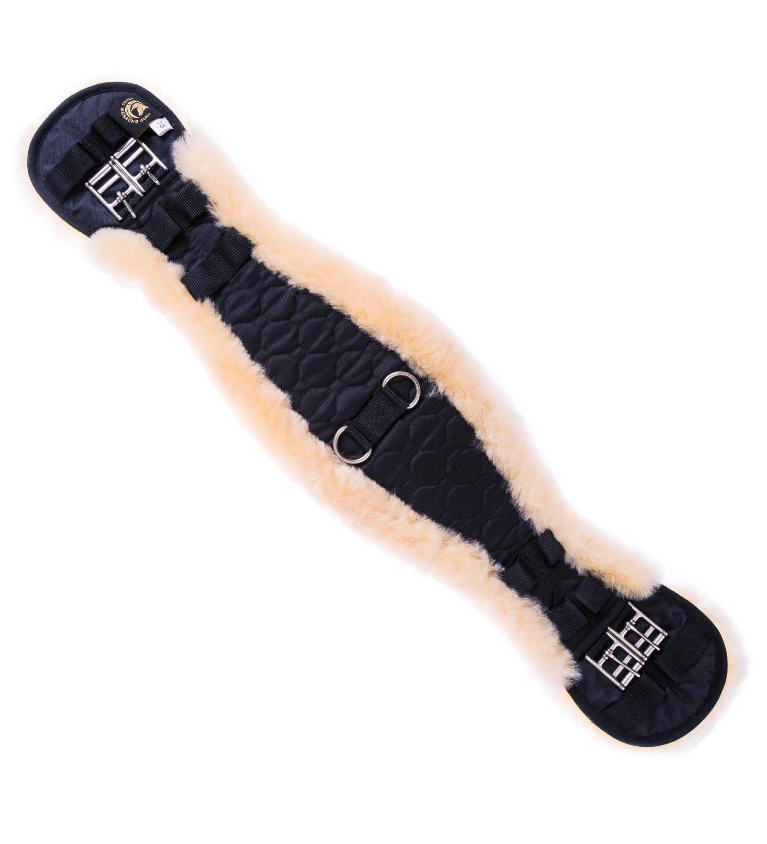 Merauno Lambwolle Konturgurt | Premium Merino Wool Saddle Belt | Anatomical Design for Dressage | Slip-Resistant | 60cm in Nature Black Brown Anthracite - Buy Online on GoSupps.com