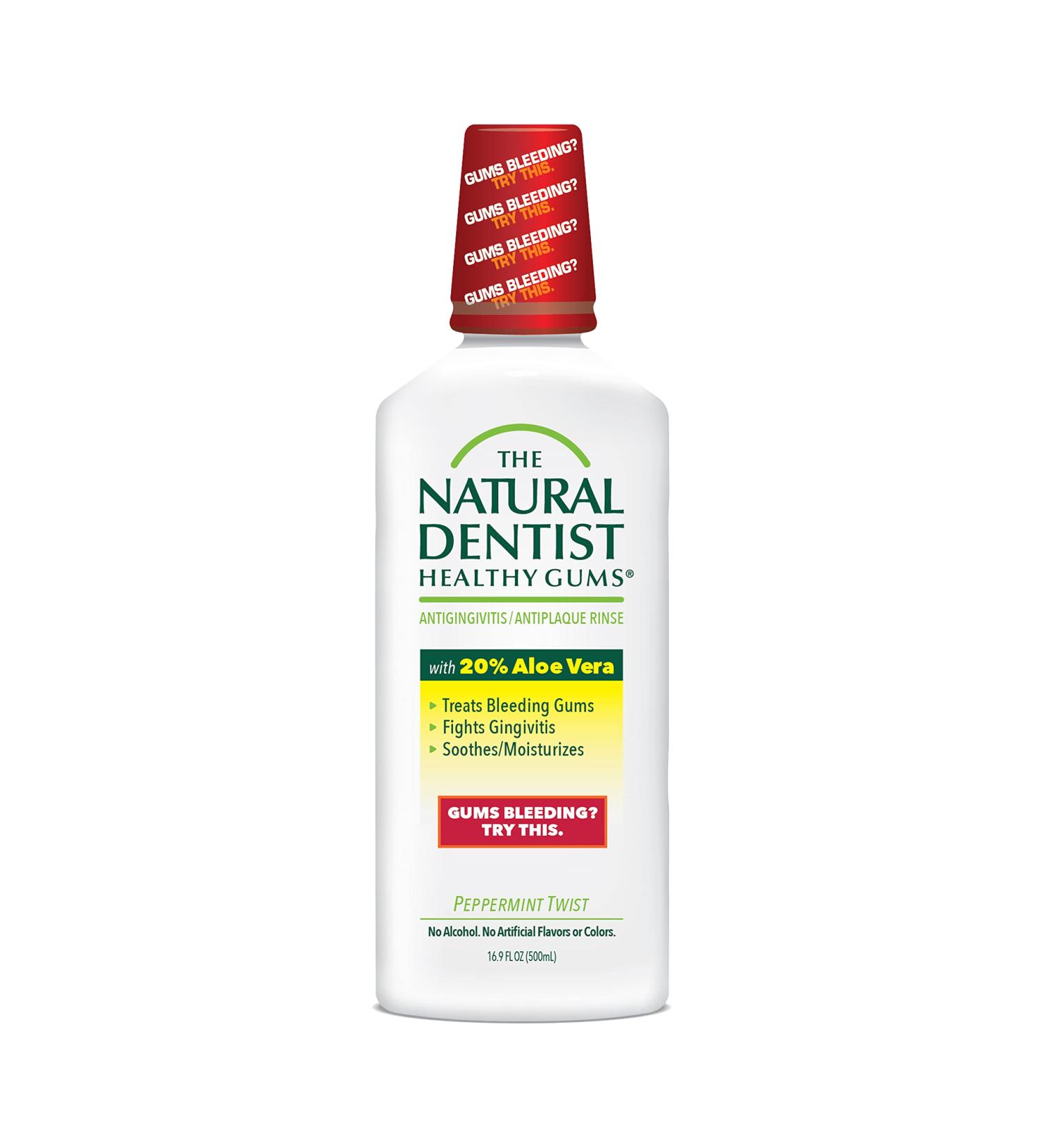 Natural Dentist Healthy Gums Antigingivitis Rinse - Alcohol-Free Gingivitis Mouthwash with Aloe Vera - 16.9 fl oz Peppermint Twist - Safe for Chemotherapy Patients - Buy Online on GoSupps.com