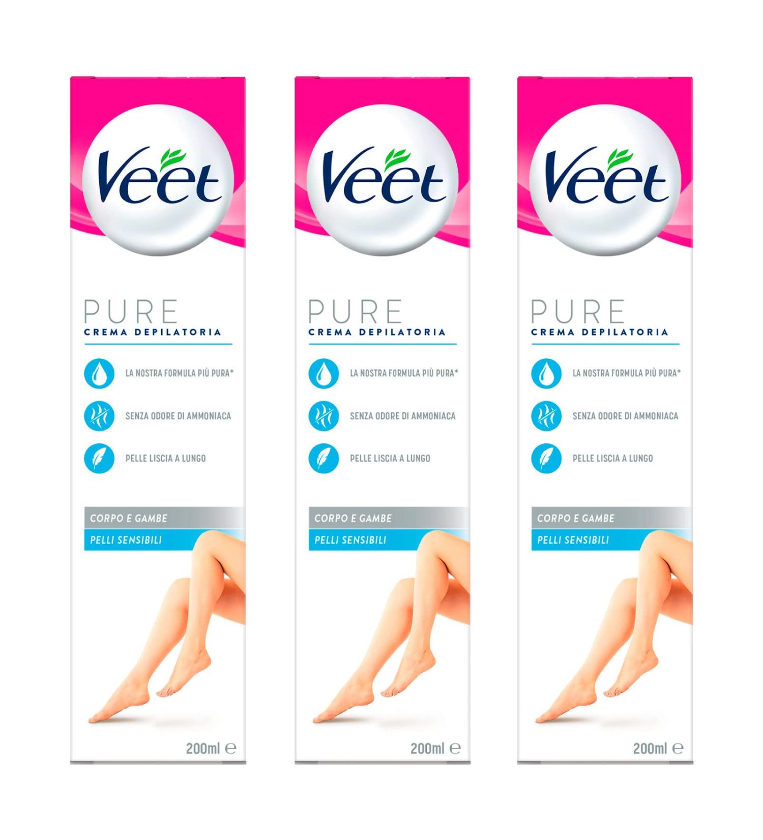  Veet 3x Veet Pure Hair Removal Cream for Sensitive Skin Odorless - 2 x 200ml bottles - Buy Online on GoSupps.com