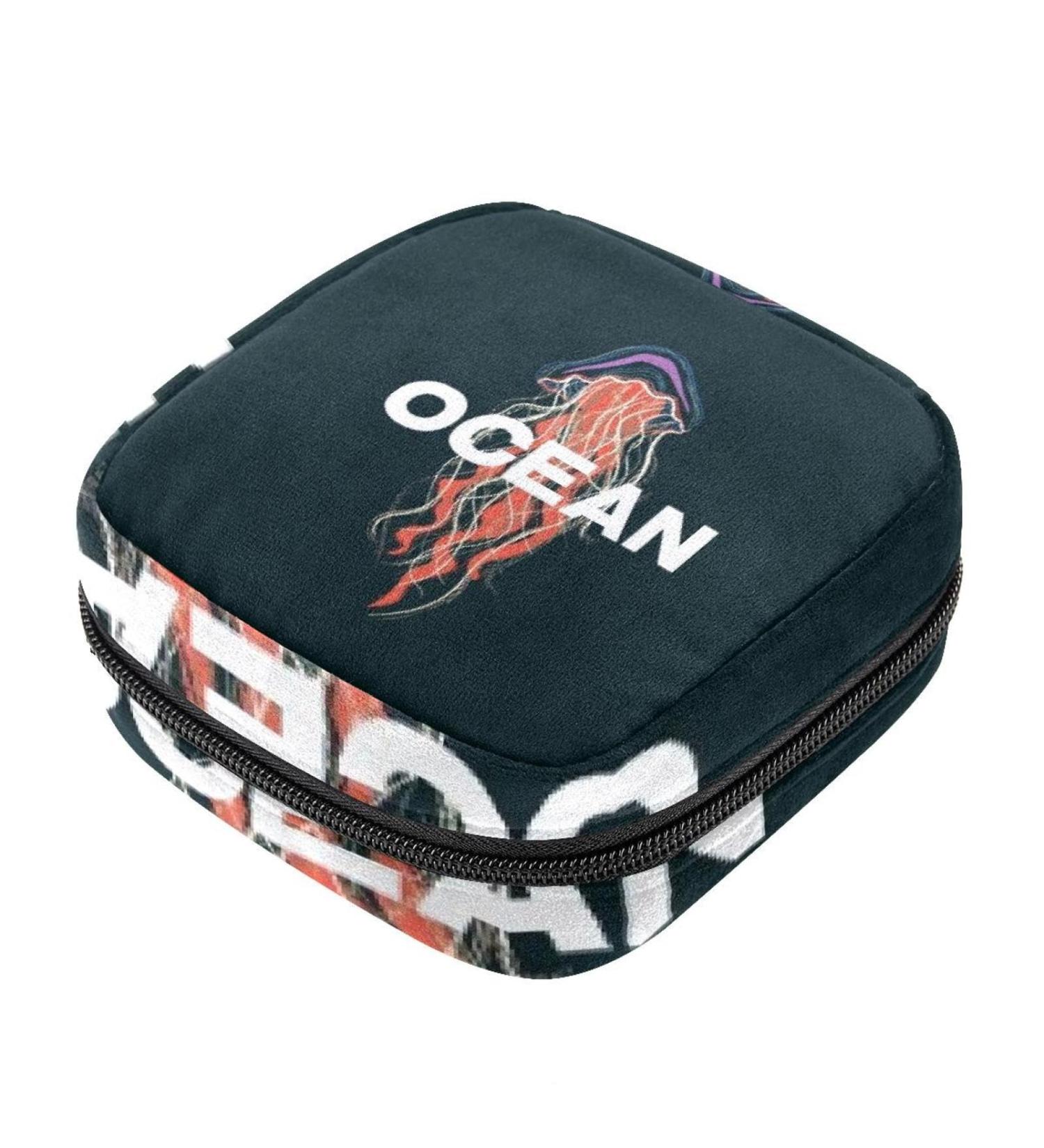 Multicoloured Jellyfish Period Bag - Large Menstrual Cup Pouch & Sanitary Napkin Organizer for Girls & Women - Buy Online on GoSupps.com