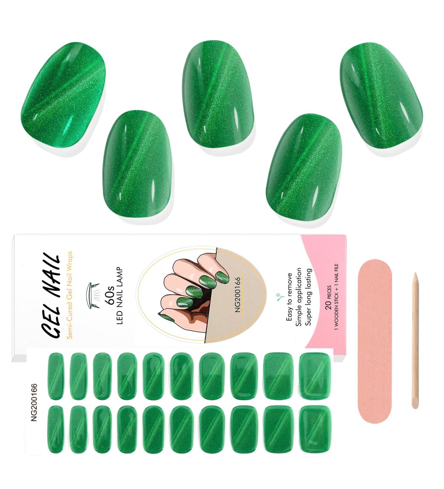 Ebanku 20 PCS Semi Cured Gel Nail Strips - Full Wraps Adhesive Stickers with Nail File - UV/LED Lamp Required - Buy Online on GoSupps.com