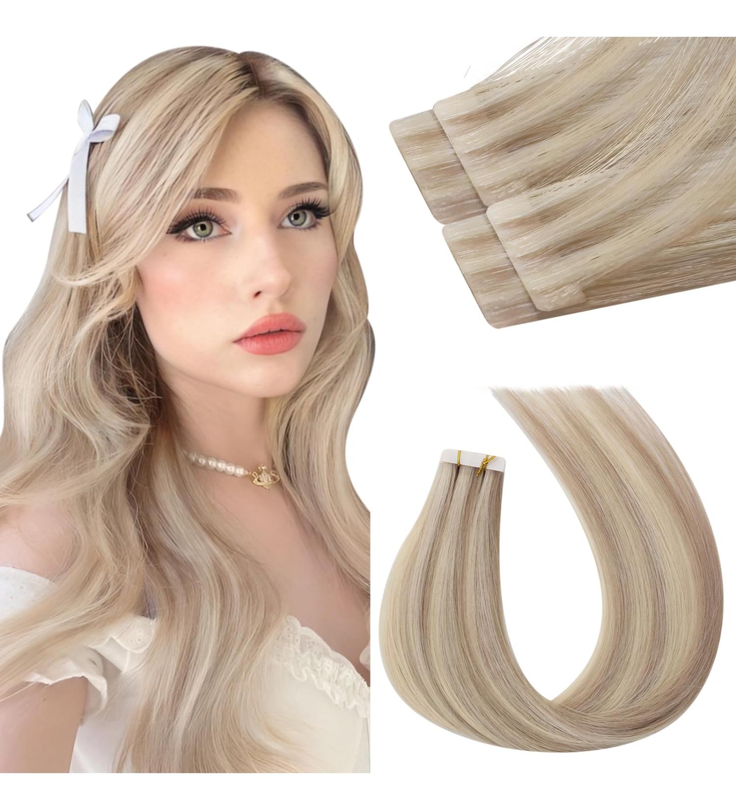 Shop Moresoo Virgin Tape In Extensions | Real Remy Hair Invisible Tapes #P18/613 - 5 Pieces 12.5g 60cm - Buy Online on GoSupps.com