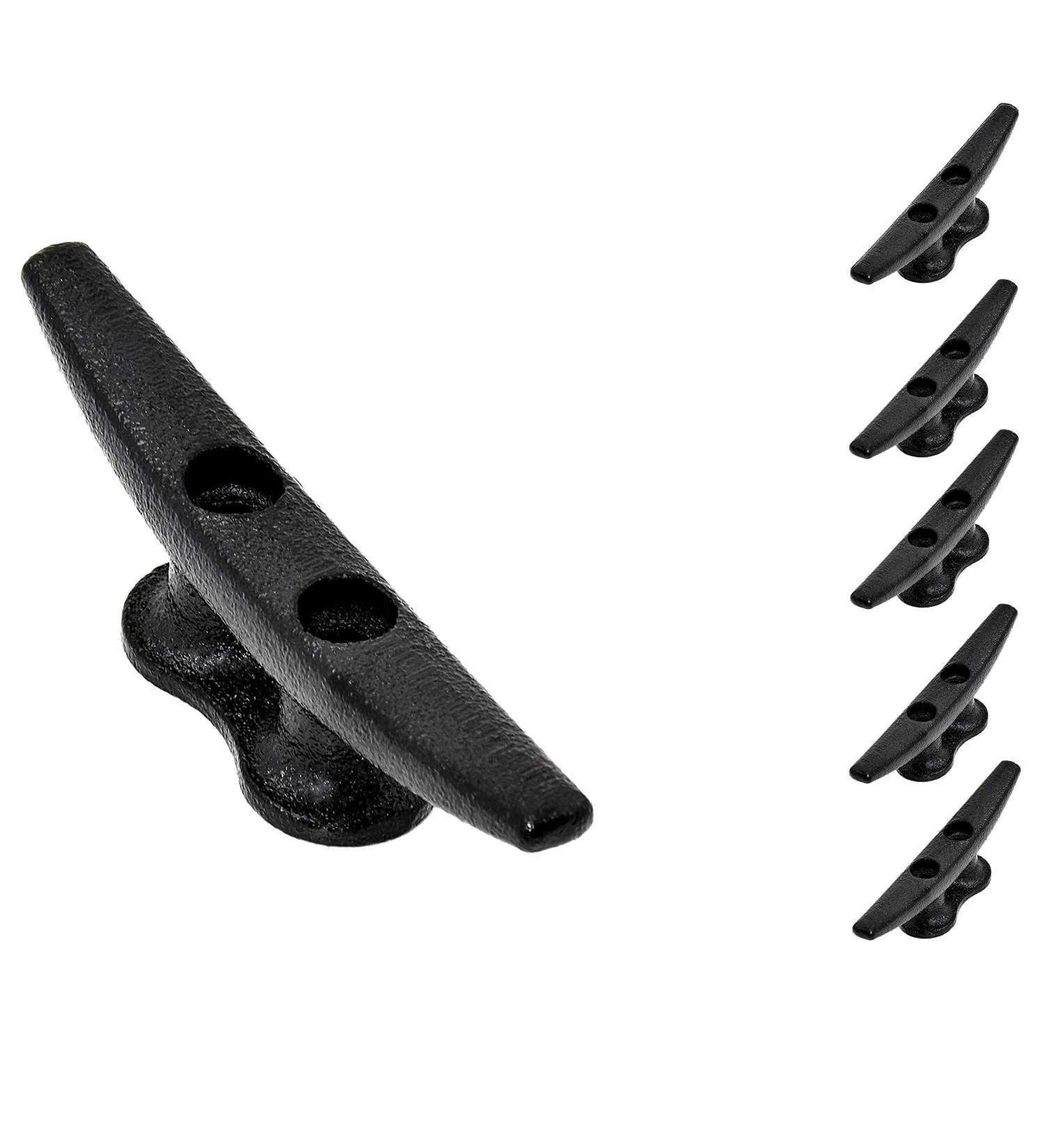 QPURO 4 Inch Black Cast Iron Boat Dock Cleat - Marine Nautical Decor - 5-Pack - Buy Online on GoSupps.com