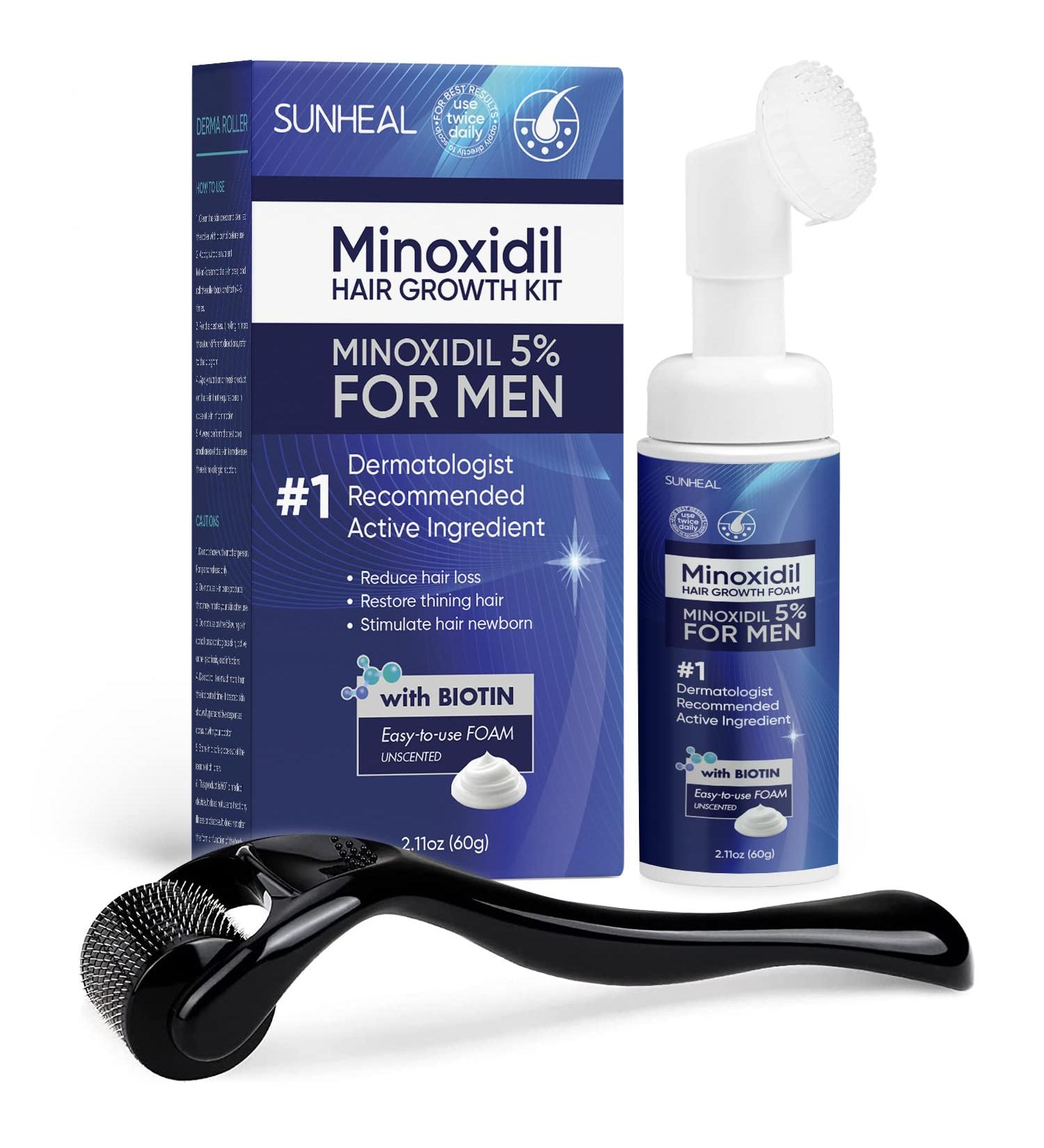 5% Minoxidil Hair Growth Treatment for Men and Women | 60ml Roller & Foam with Biotin | Hair Regrowth Solution | 1-Month Supply - Buy Online on GoSupps.com