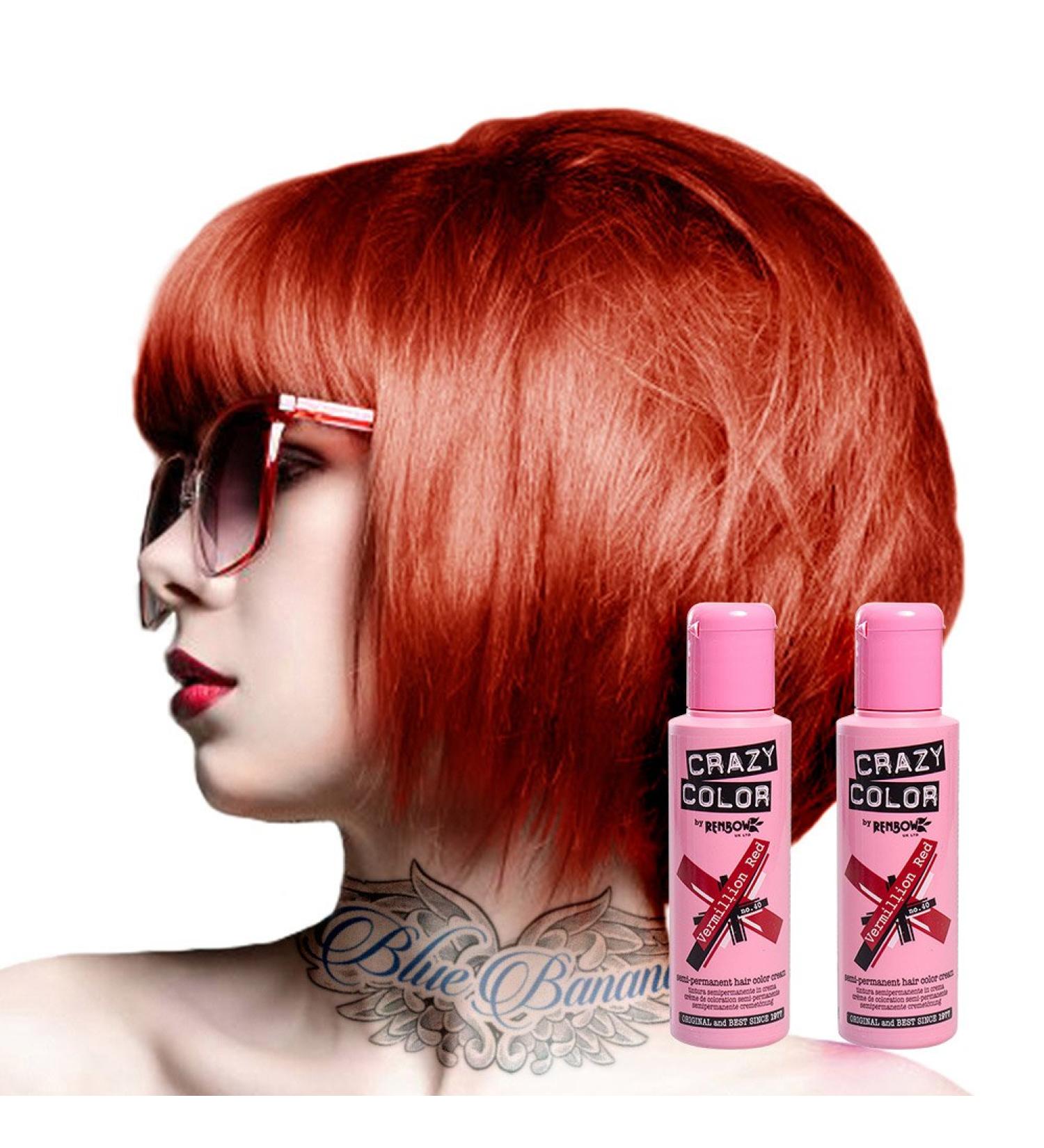  Crazy Color Crazy Color Semi-Permanent Hair Color 100ml (Vermillion Red) - Buy Online on GoSupps.com