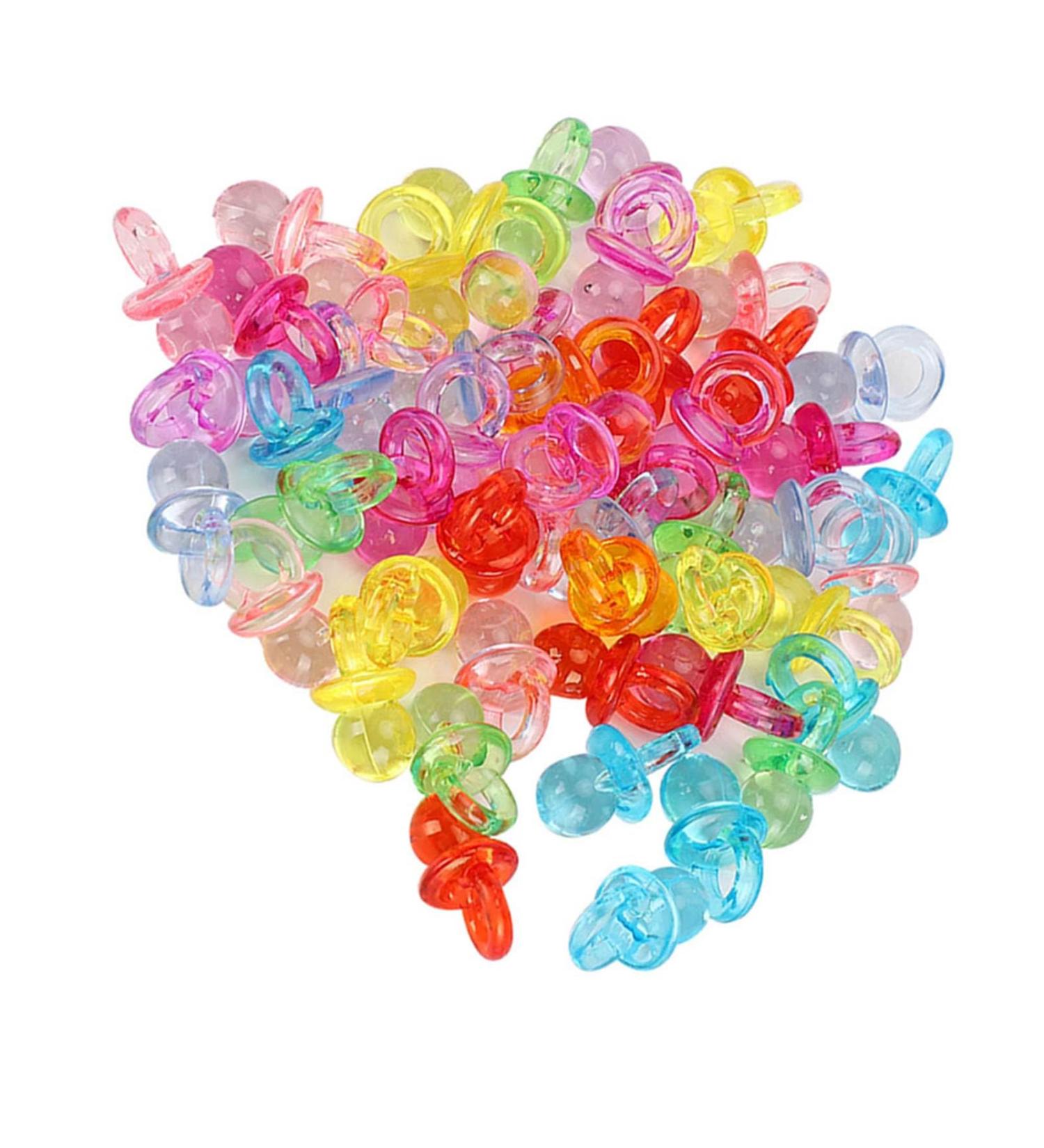 Pack of 100 Acrylic Pacifiers - Soothing Mini Color Toys for Baby Baptism - Transparent Mixed Colors - Perfect for International Shipping - Buy Online on GoSupps.com