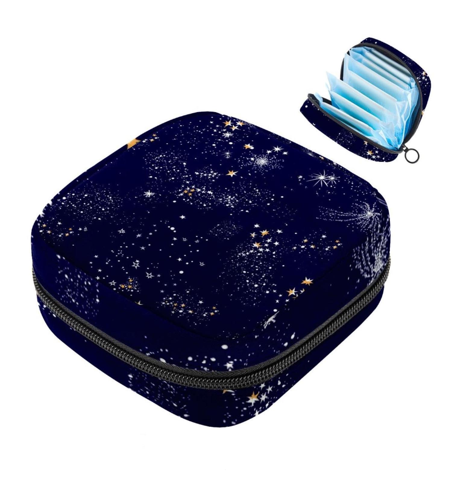 Night Sky Stars Menstrual Cup & Sanitary Napkin Storage Bag - Large Capacity Organizer for Girls Travel - Multi-Colored - Buy Online on GoSupps.com