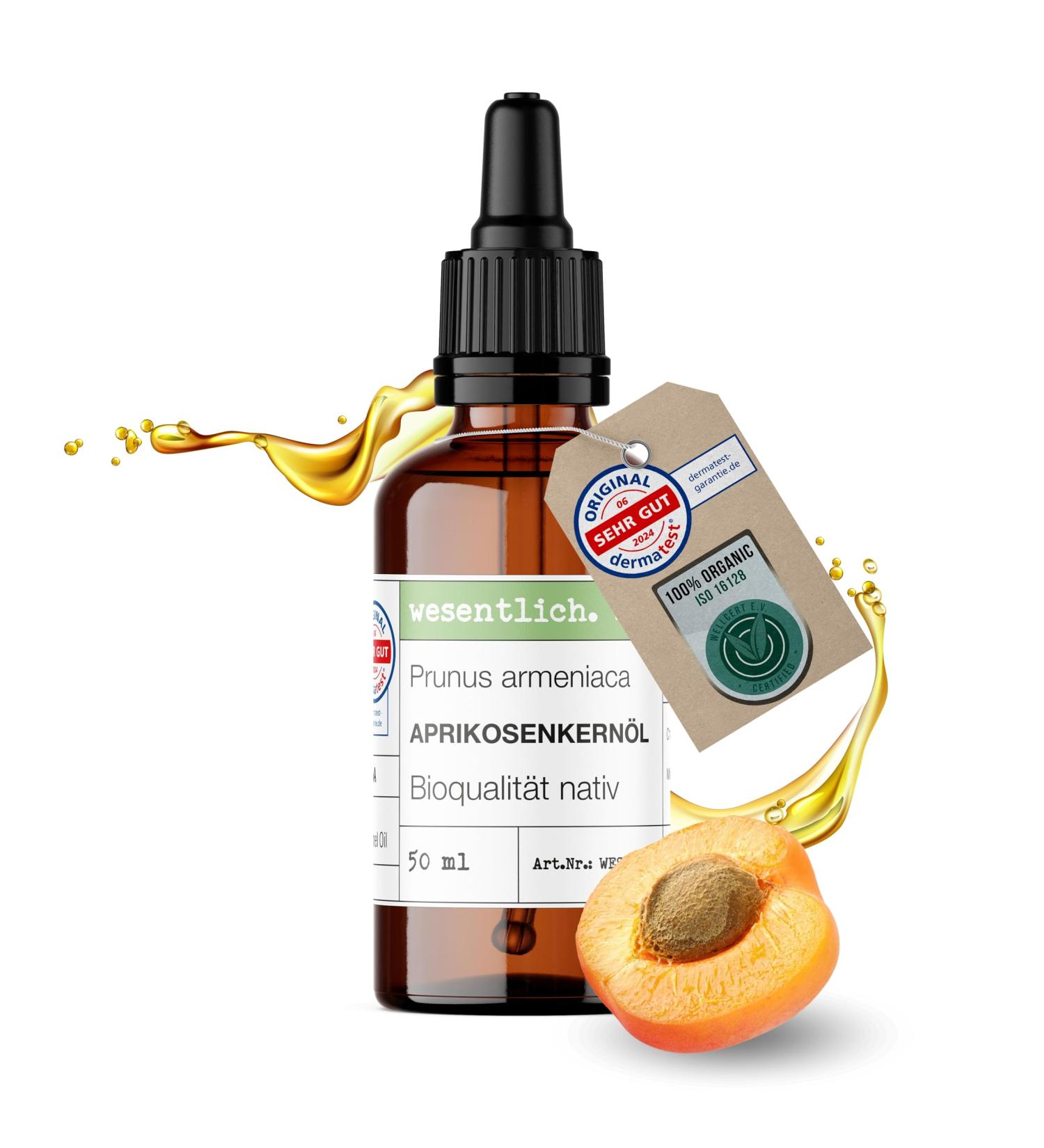 wesentlich. Huile de noyau d'abricot bio 50 ml avec pipette | Huile douce pour le visage pour les peaux sensibles | Huile de soin 100 % pure | Press e froid et v g talienne - Buy Online on GoSupps.com