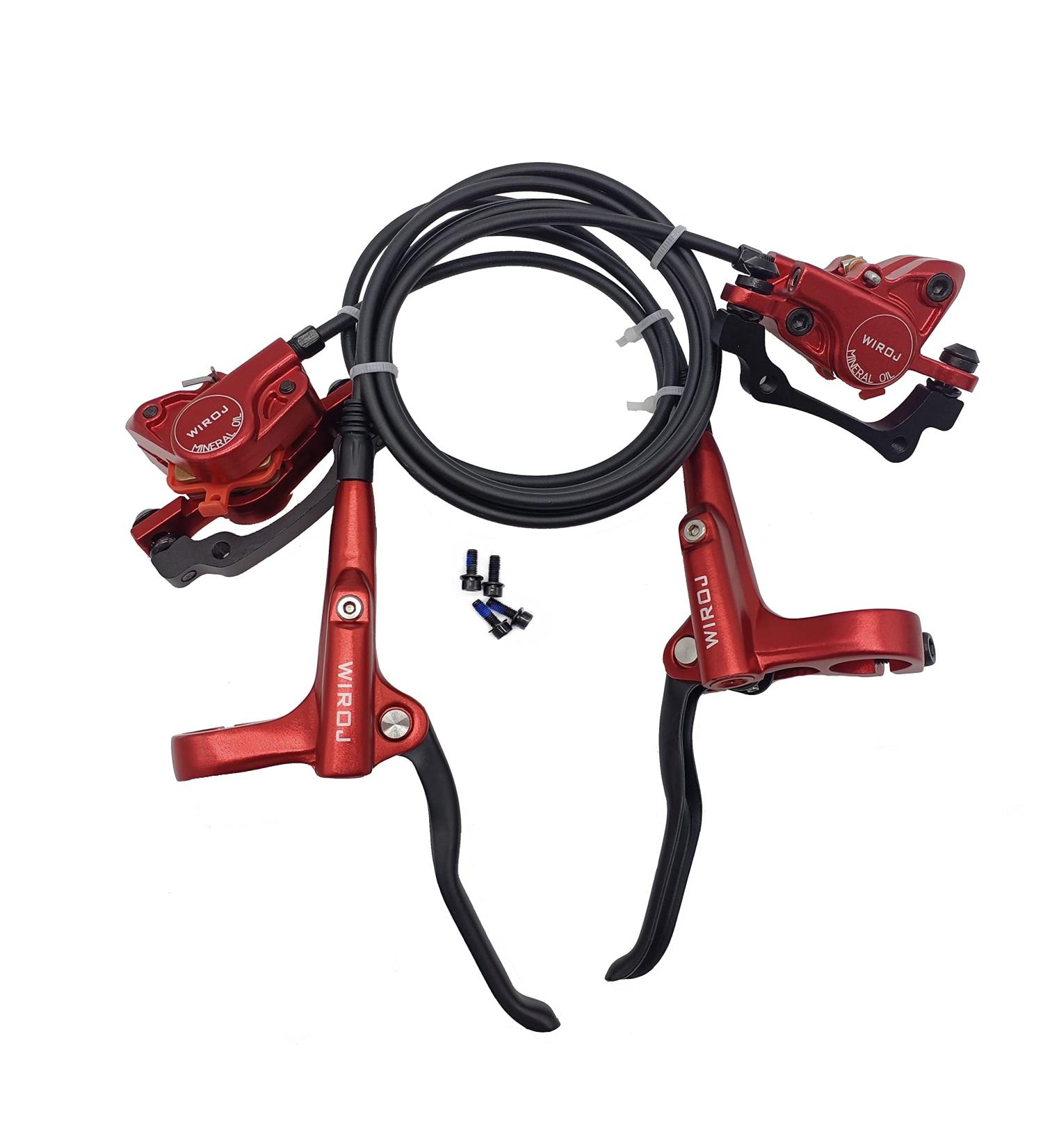 WIROJ Mountain Bike Hydraulic Disc Brake Set - Front & Rear Kit for MTB, e-Bike, Fat Bike - Red - Upgrade from Mechanical Disc Brake - Buy Online on GoSupps.com