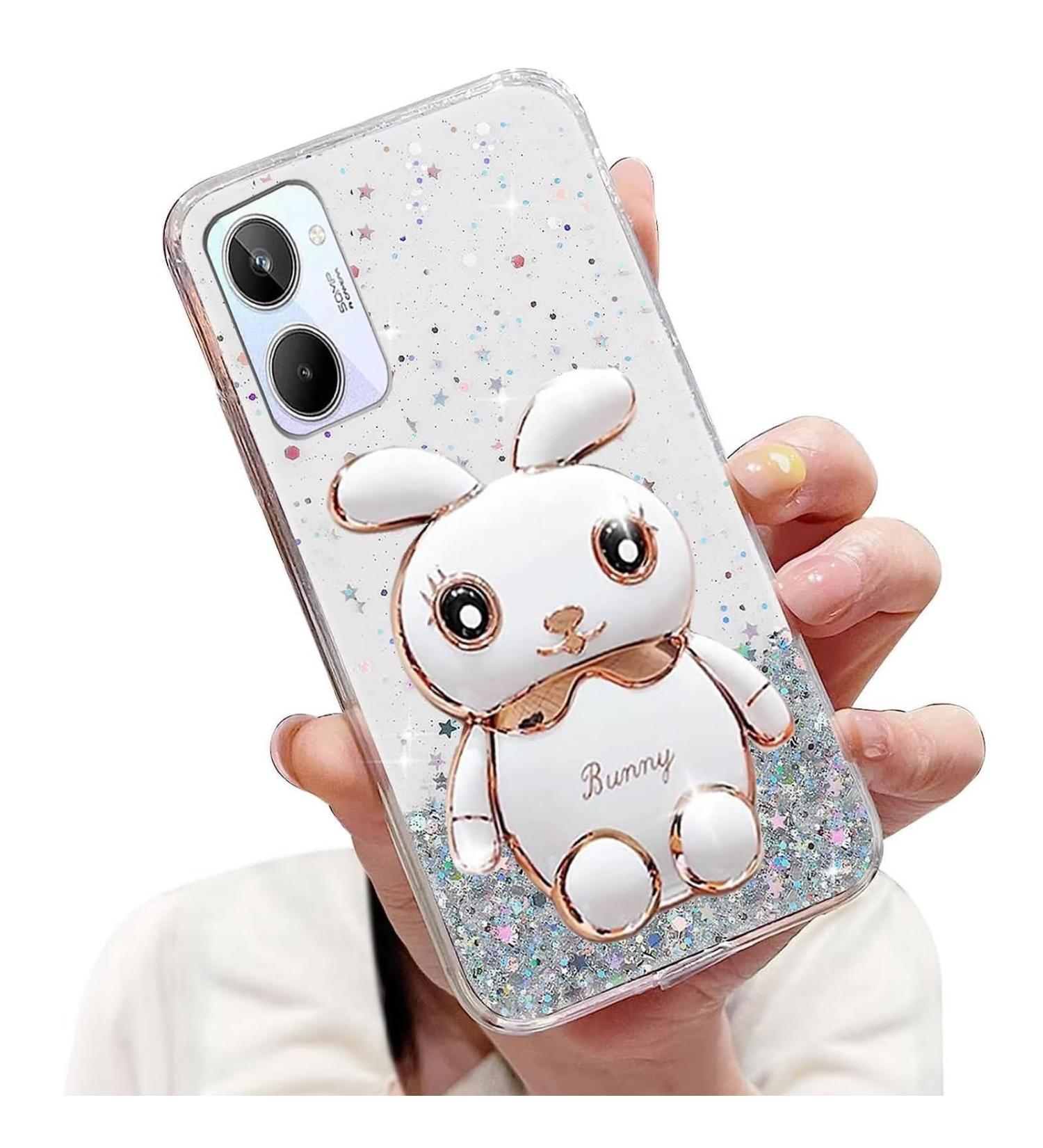 Tivenfezk Nadoli Oppo Realme 10 4G Case - Glitter Rabbit Soft Silicone Shell with Hidden Stand - International Shipping Available - Buy Online on GoSupps.com