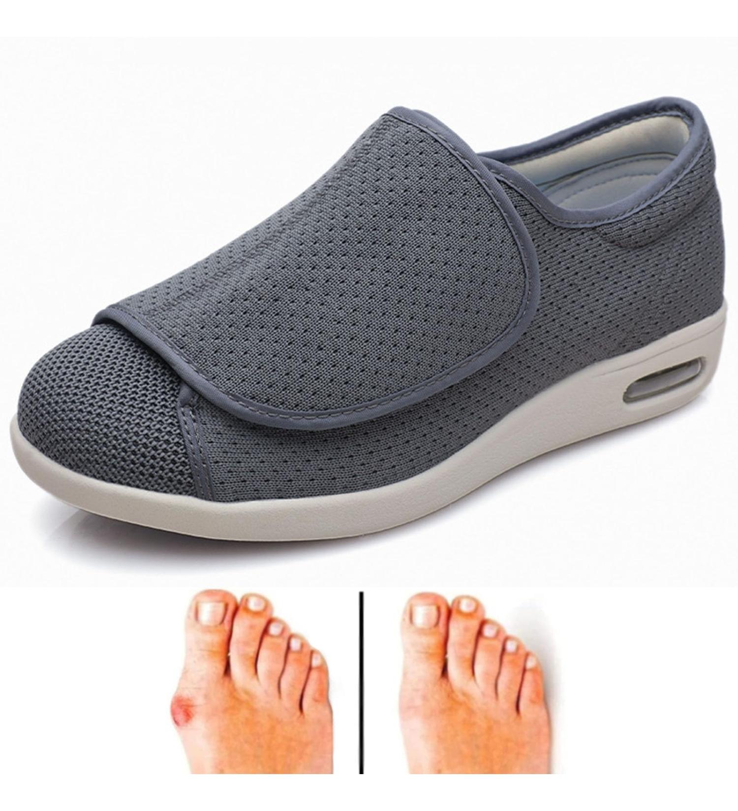 bamuam Diabetic Shoes for Elderly Women - Adjustable Closure, Lightweight & Breathable Swollen Feet Sneakers - Men 12/Women 13 Dark Gray - Buy Online on GoSupps.com