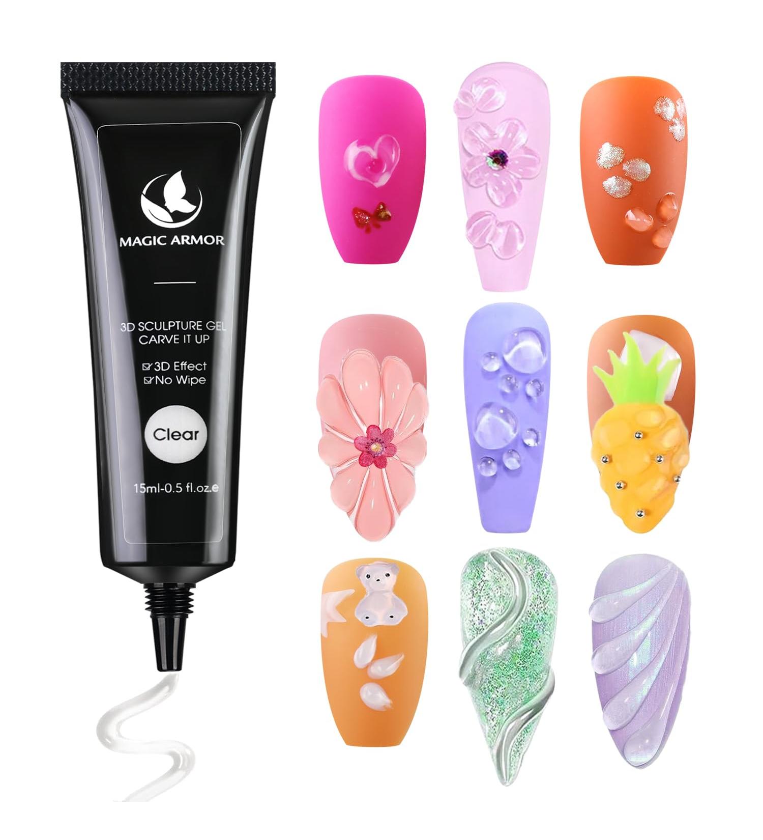 15g 3D Nail Gel - Sculpting Gel for Nail Art Designs | DIY Molding & Decoration | Clear Nail Art Glue - Buy Online on GoSupps.com