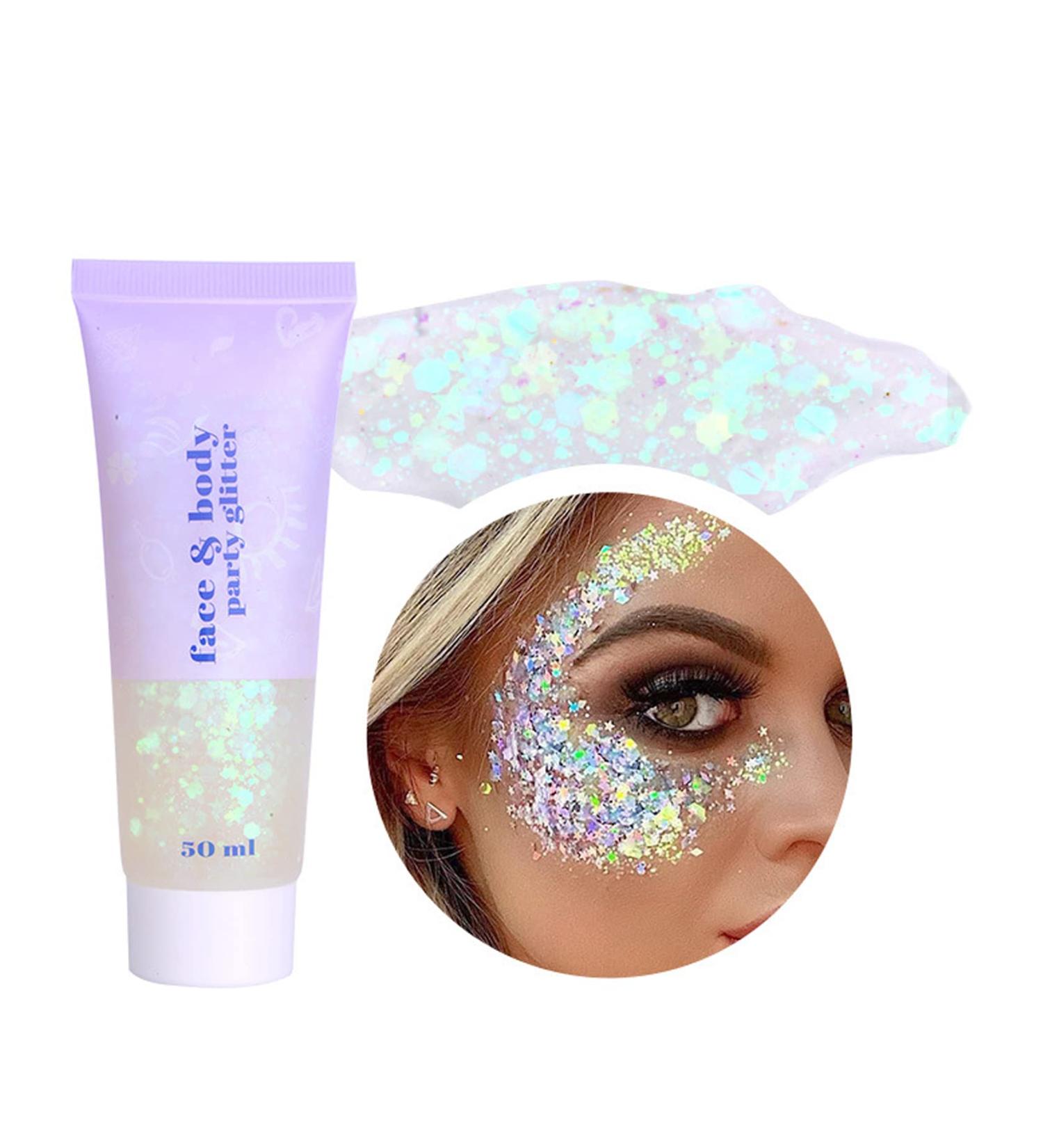 Chunky Glitter Gel for Face, Hair & Body - Long Lasting Sparkle - Holographic White - Perfect for Halloween, Festivals & Raves - Buy Online on GoSupps.com