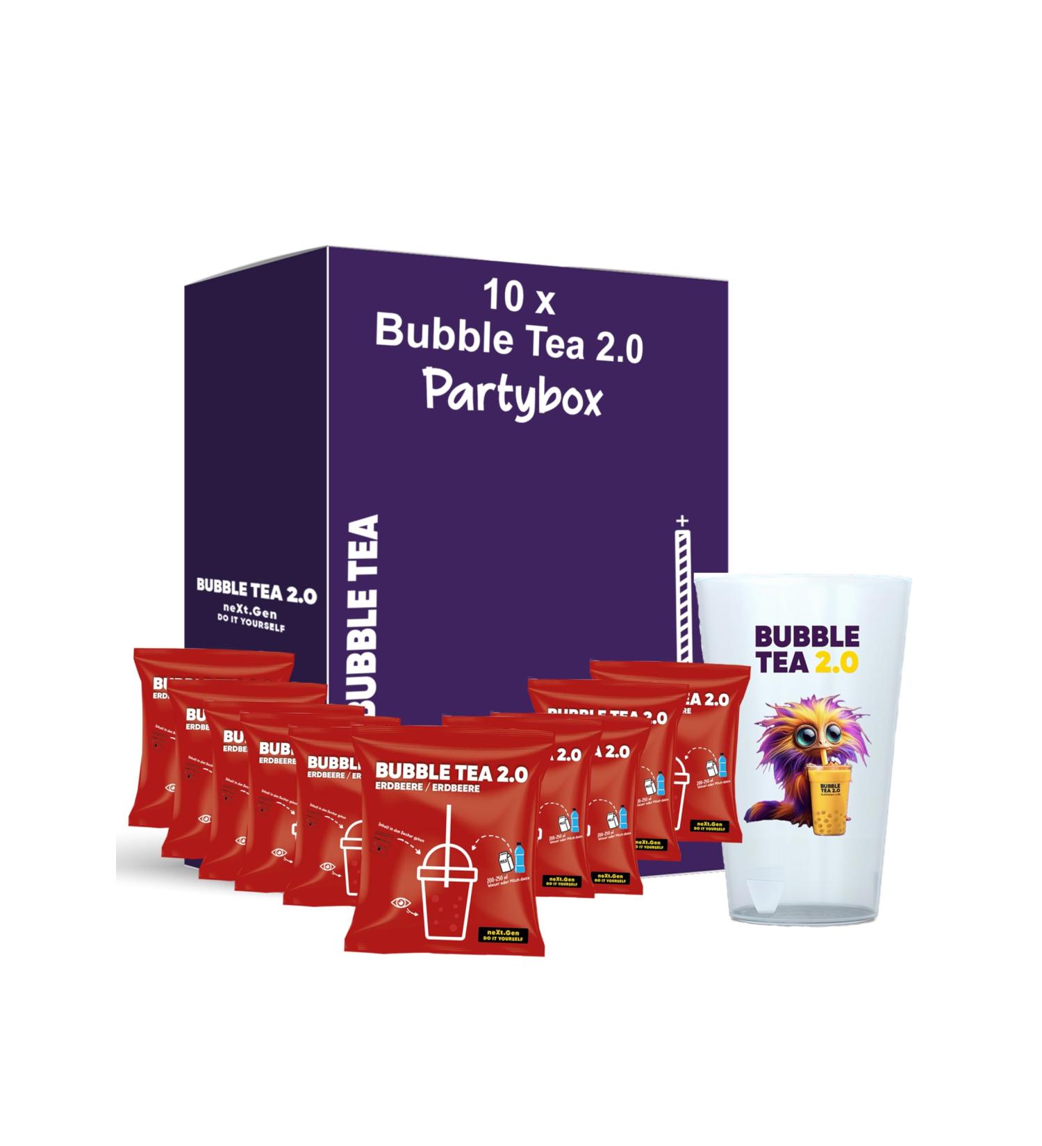 Strawberry Bubble Tea Party Kit 2.0 - 10 Instant Bubble Tea Bags with Cup Lid and Straws - Perfect for Any Party - Buy Online on GoSupps.com