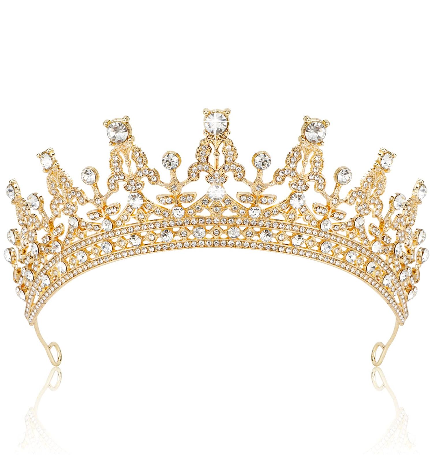 TOBATOBA Gold Tiara for Women - Rhinestone Metal Crown for Birthday, Prom, Quinceanera & Halloween Costumes | Princess Queen Headband for Mother's Day Gift - Buy Online on GoSupps.com