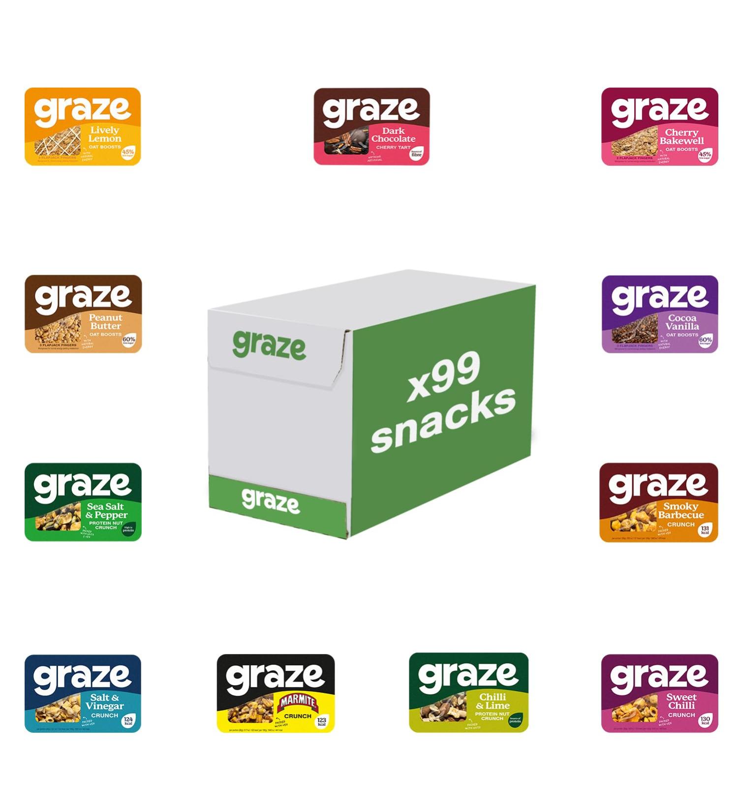 Graze Snacks Variety box - Oats snacks & Crunch lunch box snacks - Best of all flavors selection box - Selection box of 99 Snacks - Buy Online on GoSupps.com