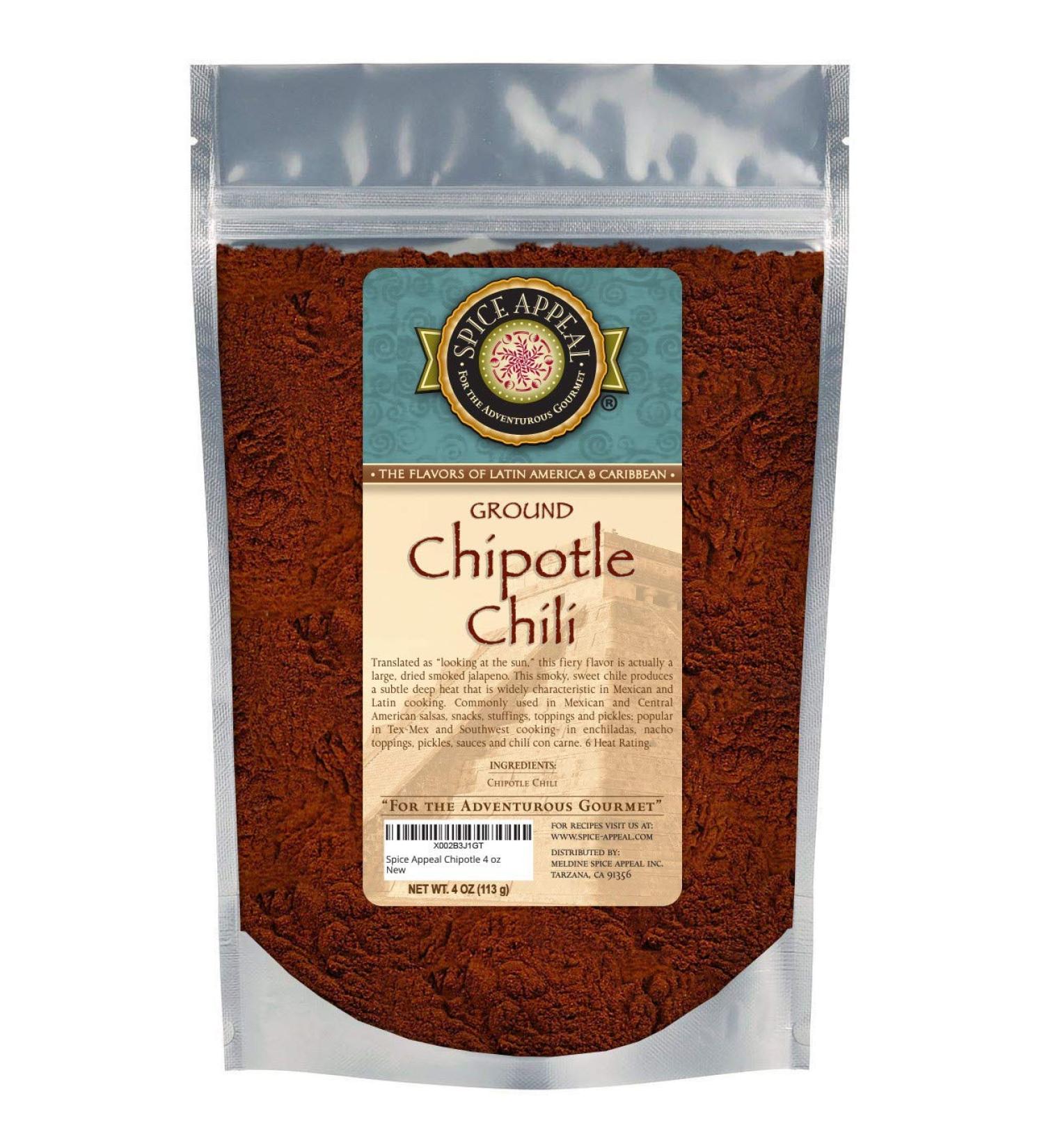 Spice Appeal Chipotle Chili Ground resealable stay fresh pouch 4 oz Chipotle Chili Ground 4 Ounce (Pack of 1)
