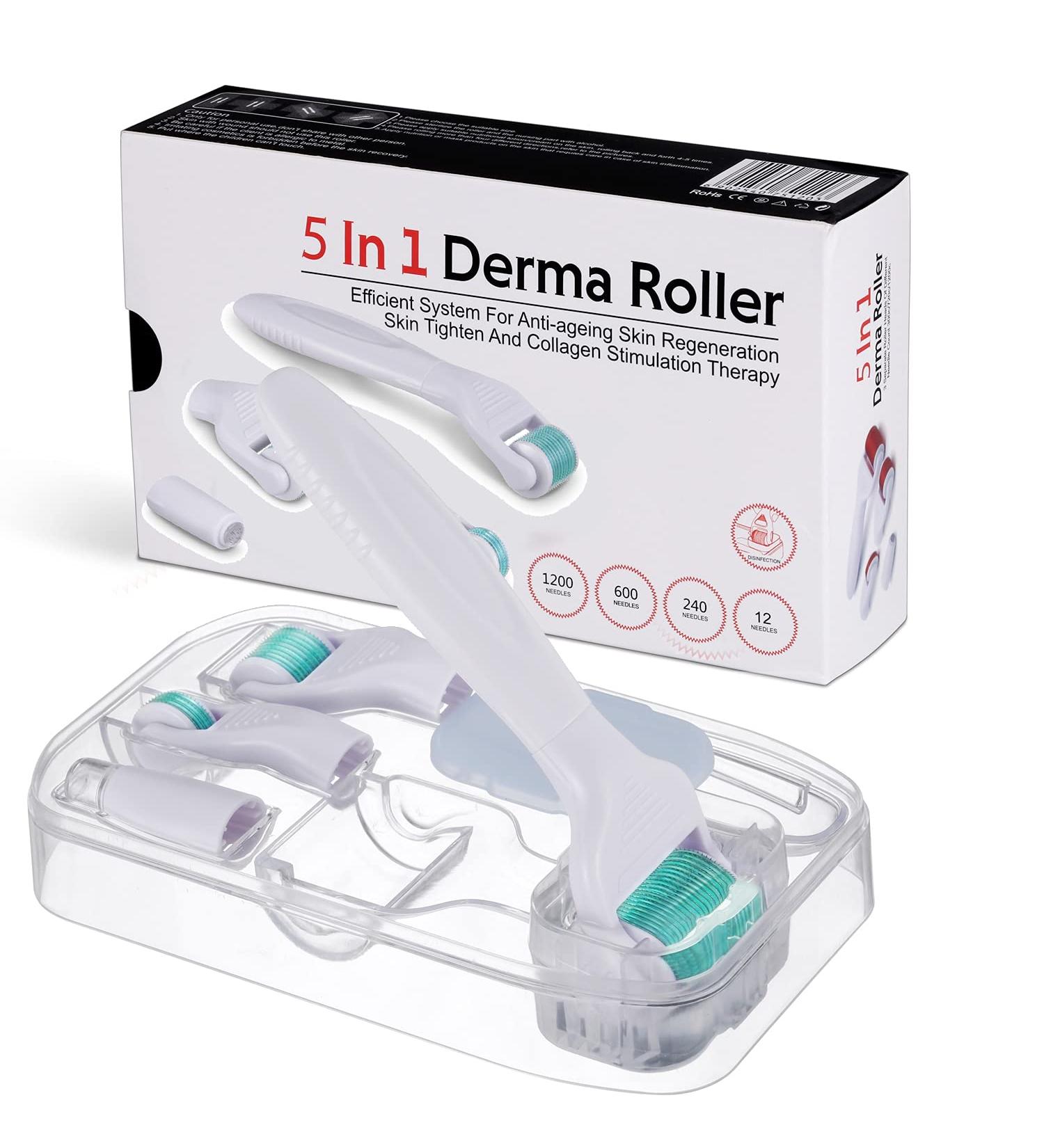 Bowka 5-in-1 Derma Roller Set - Microneedling Roller for Beard Growth & Skin - 1.5/0.5/0.3/0.25mm | International Shipping Available - Buy Online on GoSupps.com