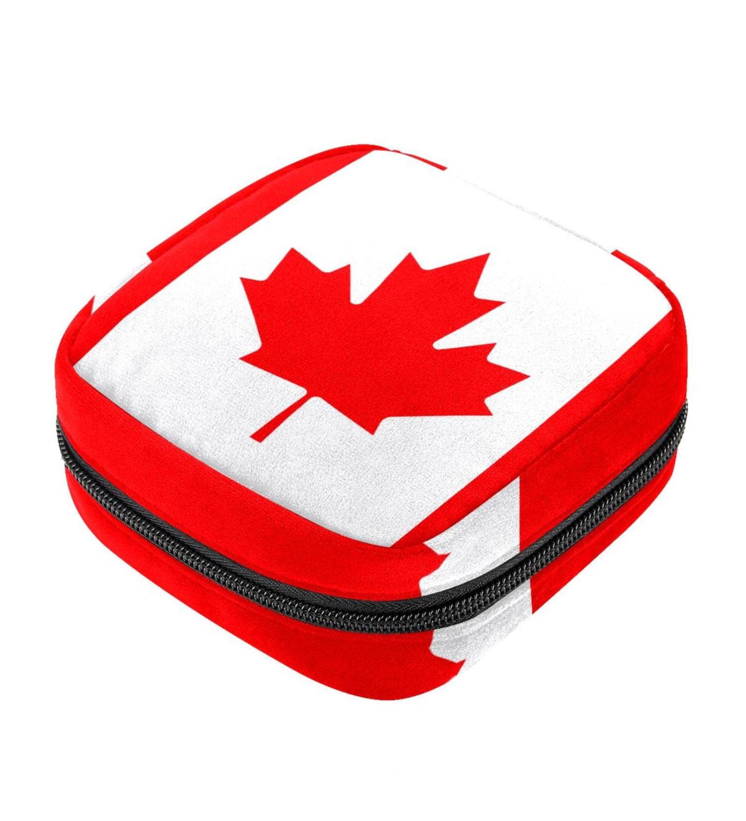 Canada Flag Sanitary Napkin Storage Bag - Portable Feminine Product Pouch for Girls & Women - Buy Online on GoSupps.com