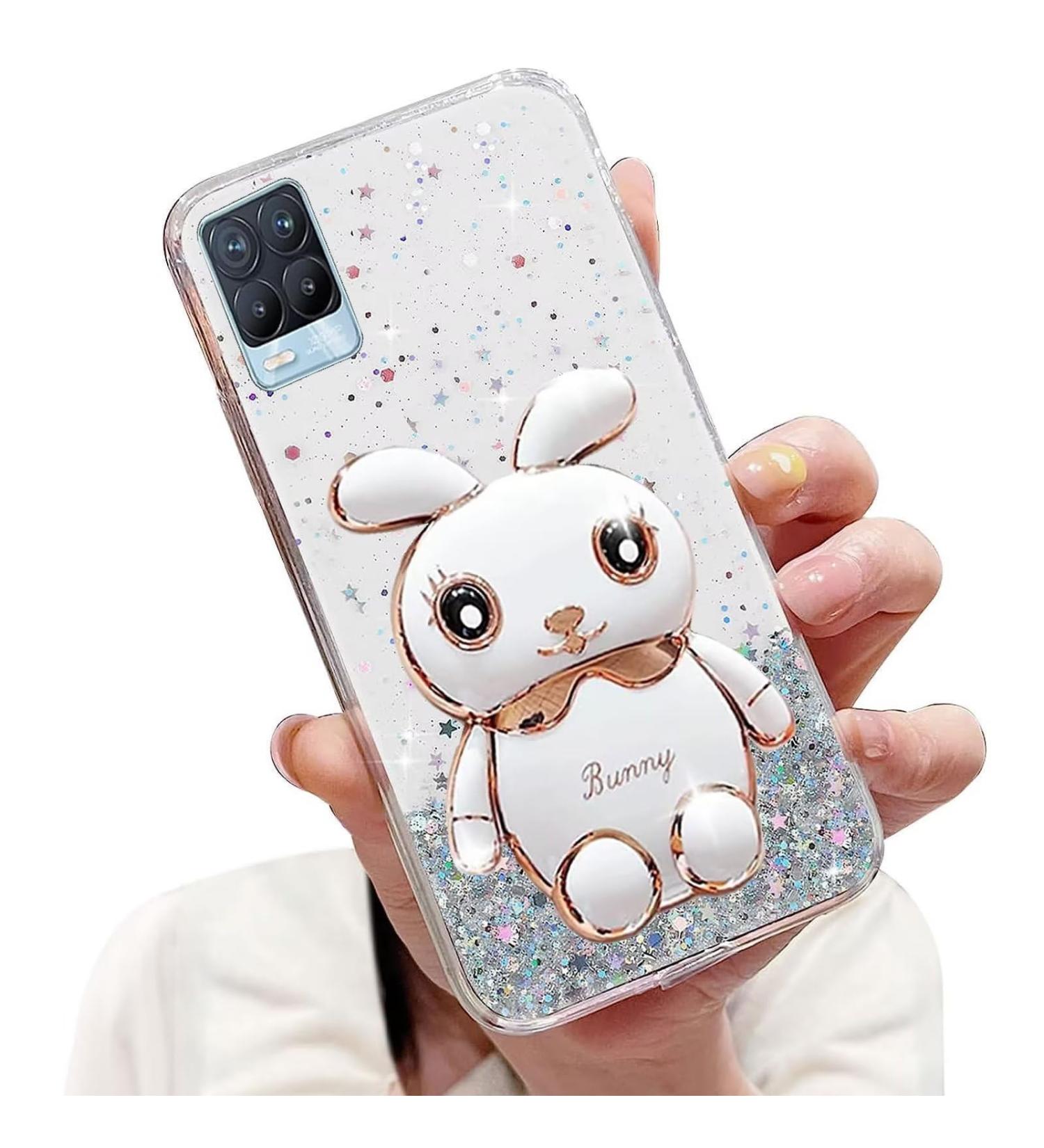 Tivenfezk Nadoli Oppo Realme 8 Pro 4G Case - Soft Silicone Glitter Rabbits Stand Shell - Buy Online on GoSupps.com