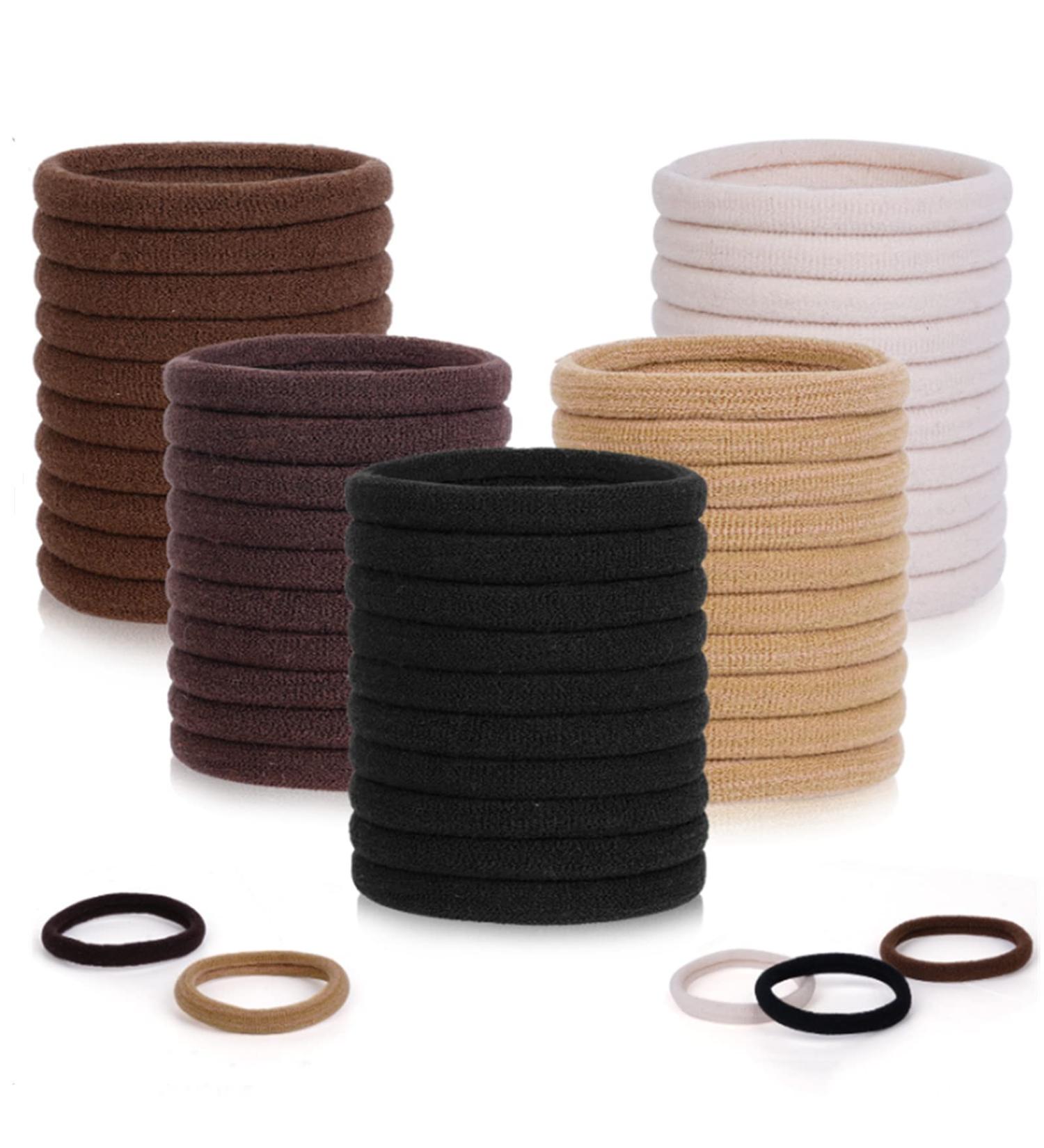 ZHIYE Elastic Hair Ties 50 Pcs Thick Seamless Hair Bands No Damage Soft Ponytail Holders Hair Bobbles for Girls Women Neutral 1 count (Pack of 50) Neutral - Buy Online on GoSupps.com