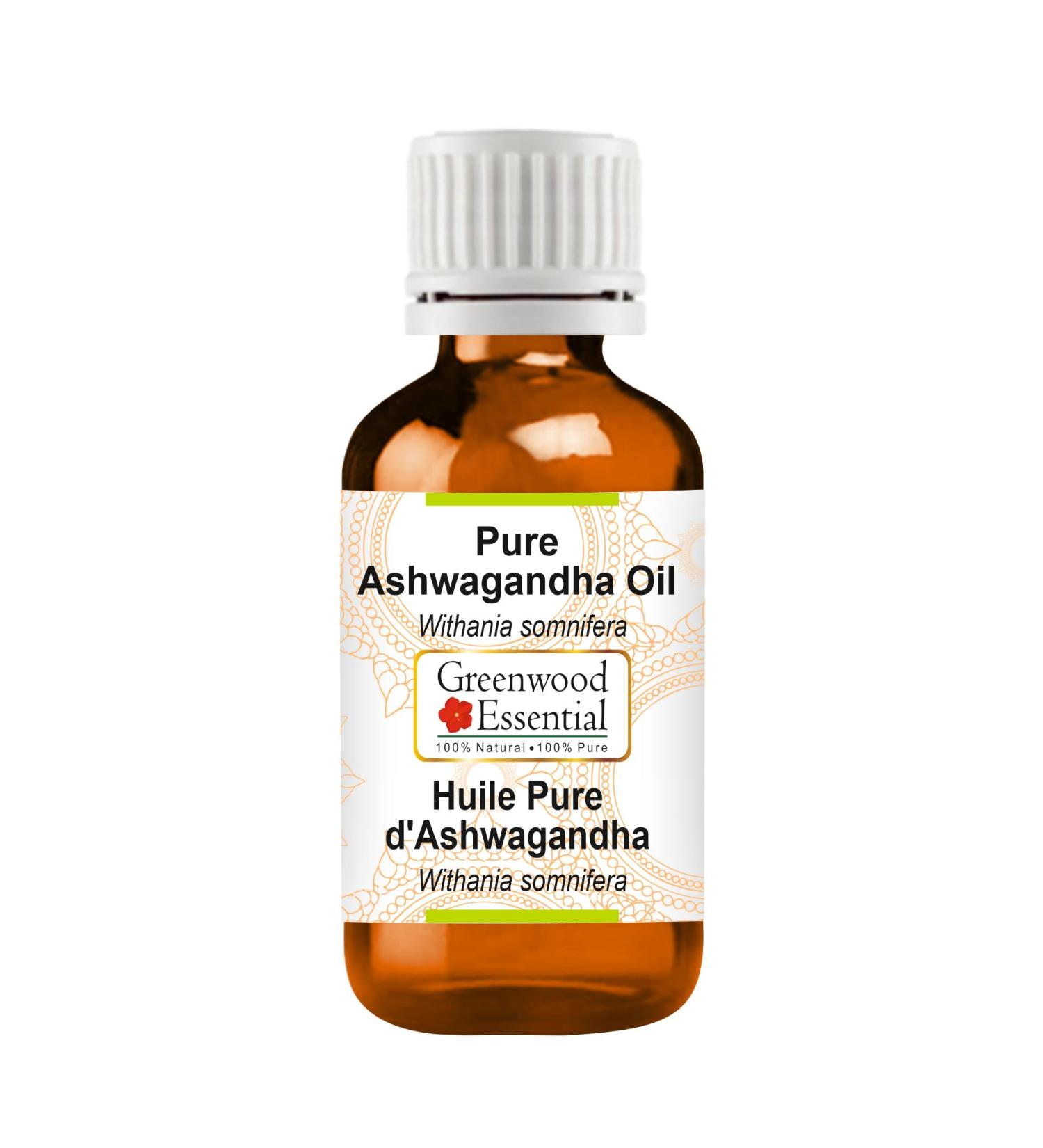 Greenwood Essential Pure Ashwagandha Oil (Withania somnifera) Premium Therapeutic Grade for Hair, Skin & Aromatherapy 100ml (3.38 oz) - Buy Online on GoSupps.com
