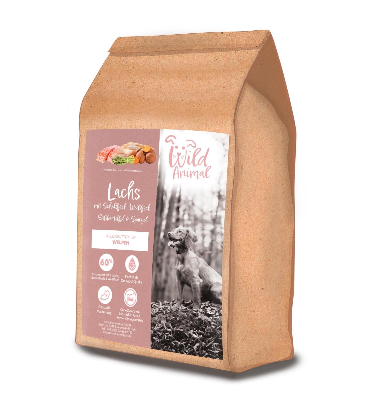 Wild Animal Whelp Premium Puppy Food Salmon with Haddock Blue Whiting Sweet Potato and Asparagus Grain Free Pack of 1 (1 x 2 kg) - Buy Online on GoSupps.com