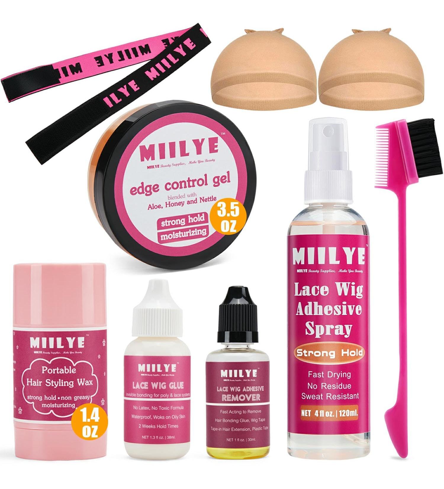 MIILYE Complete Lace Wig Installation Kit - Melting Spray Glue Remover Edge Control & More - International Shipping - Buy Online on GoSupps.com