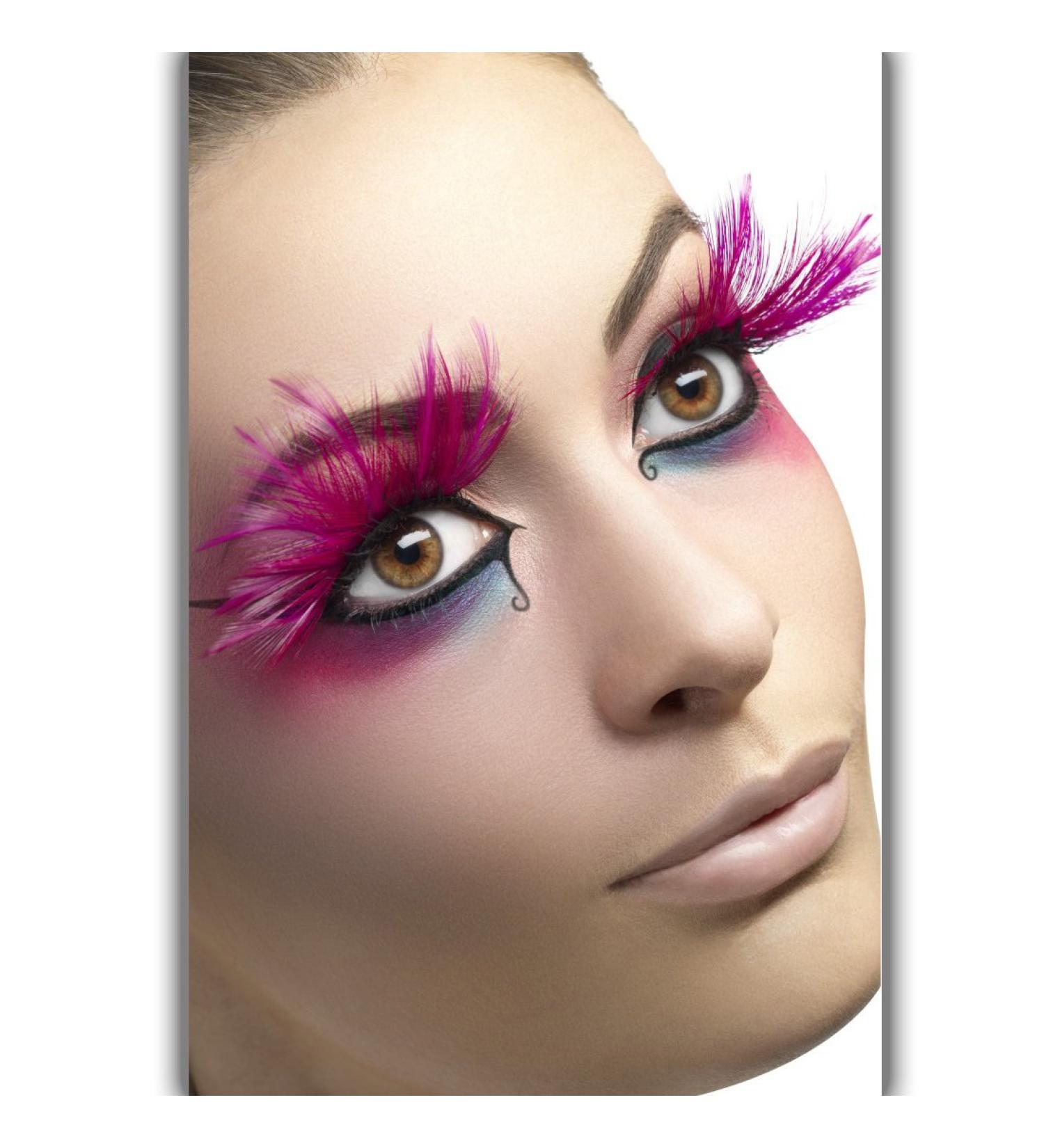 Amakando false eyelash carnival - pink - artificial eyelashes with springs with feathers Insuffled eyelashes show girl art eyelashes eyelash extension long feather eyelashes