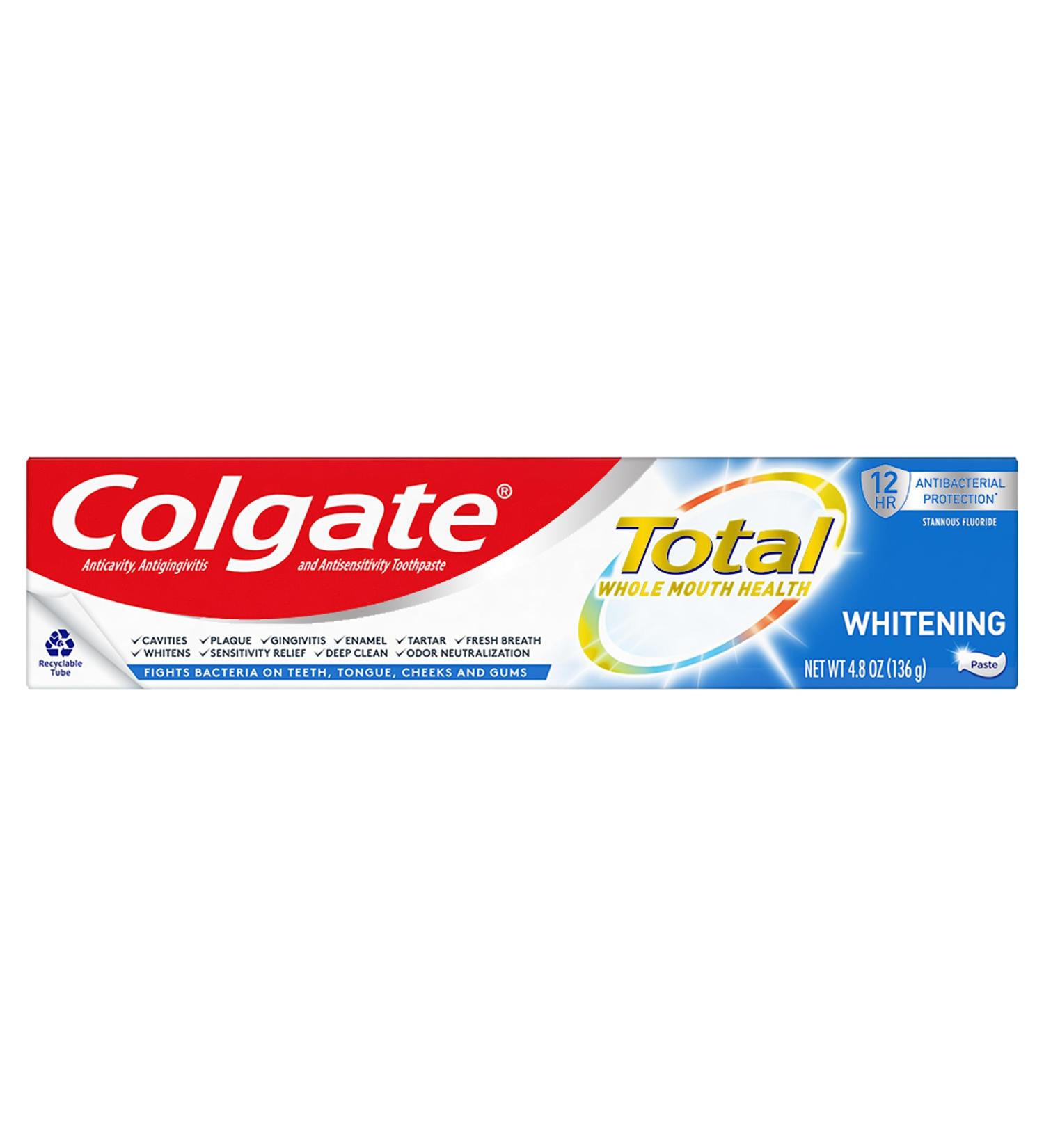 Colgate Total Teeth Whitening Toothpaste 10 Benefits No Trade-Offs Sensitivity and Whitening 4.8 oz Tube - Buy Online on GoSupps.com