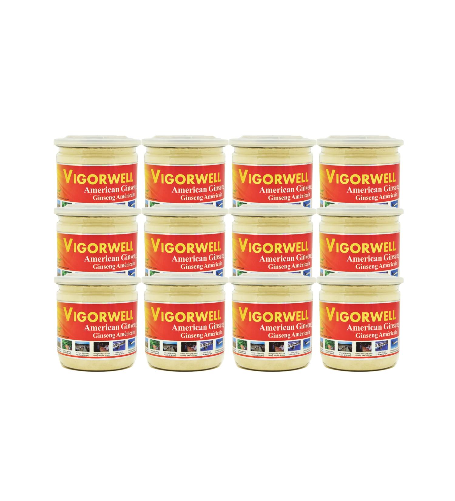 Vigorwell Premium 5-Year Pure American Ginseng Powder (150G/5.3OZ X 12 Bottles)-Value Pack Save 24% - Buy Online on GoSupps.com