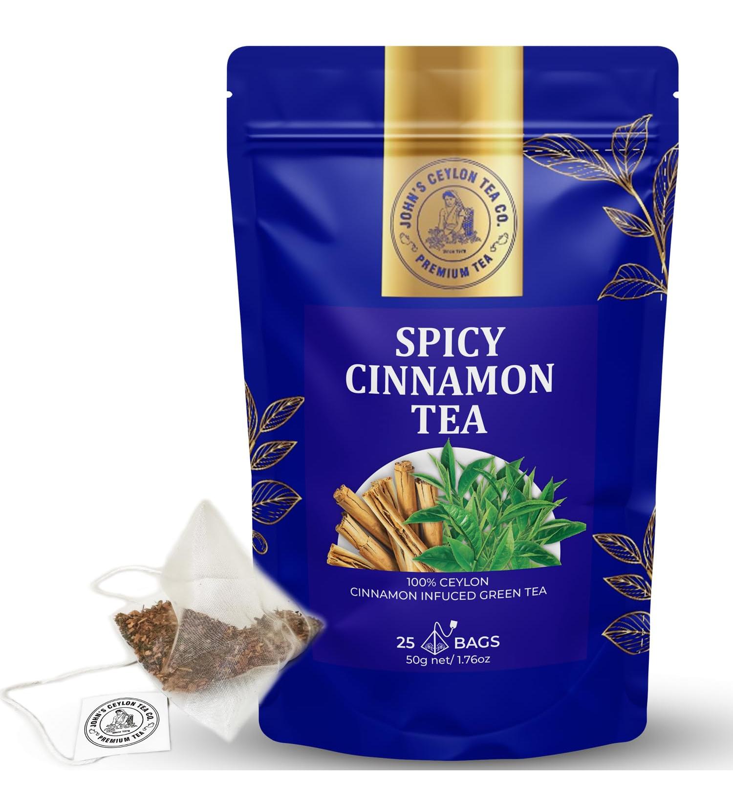Ceylon Spiced Cinnamon with Green Tea Premium Herbal Tea Blend for Exquisite Aromatic Antioxidant Rich Green Tea Infusion (25 Tea Bags) Cinnamon & Green Tea 25 Tea Bags (Pack of 1) - Buy Online on GoSupps.com