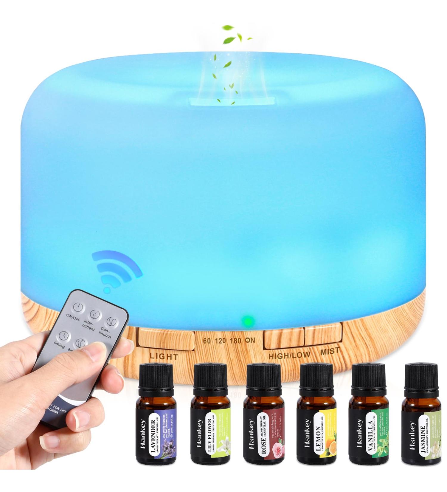 Buy Aqxong 500ml Essential Oil Diffuser - Aromatherapy Humidifier with Remote & 7 Colors LED for Living Room Bedroom Yoga & Office - International Shipping - Buy Online on GoSupps.com