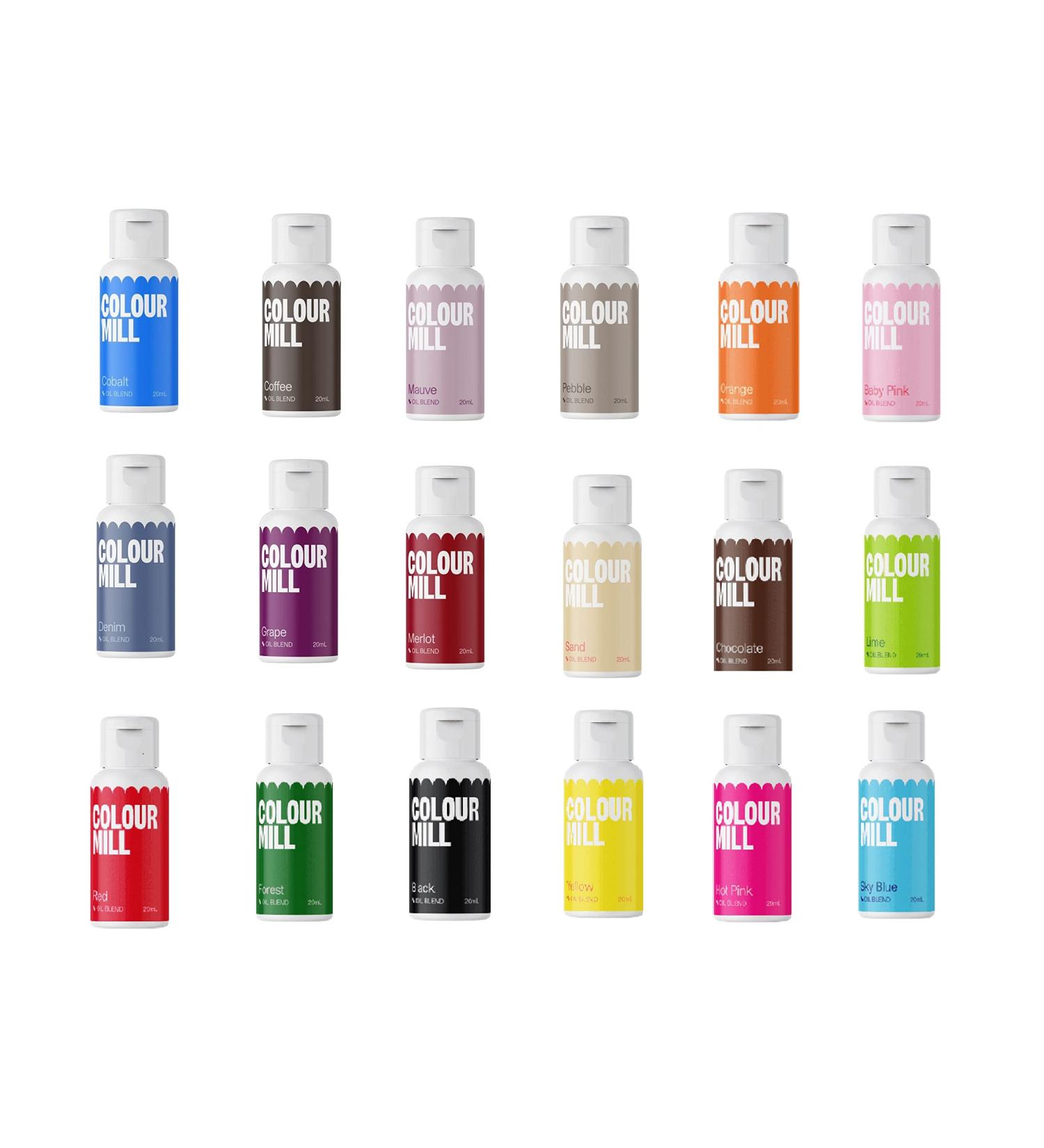 Colour Mill Food Colouring Set of 18 Colours (1T) plus Cupcake Avenue 20g Pink Gold Silver Sprinkles - Buy Online on GoSupps.com